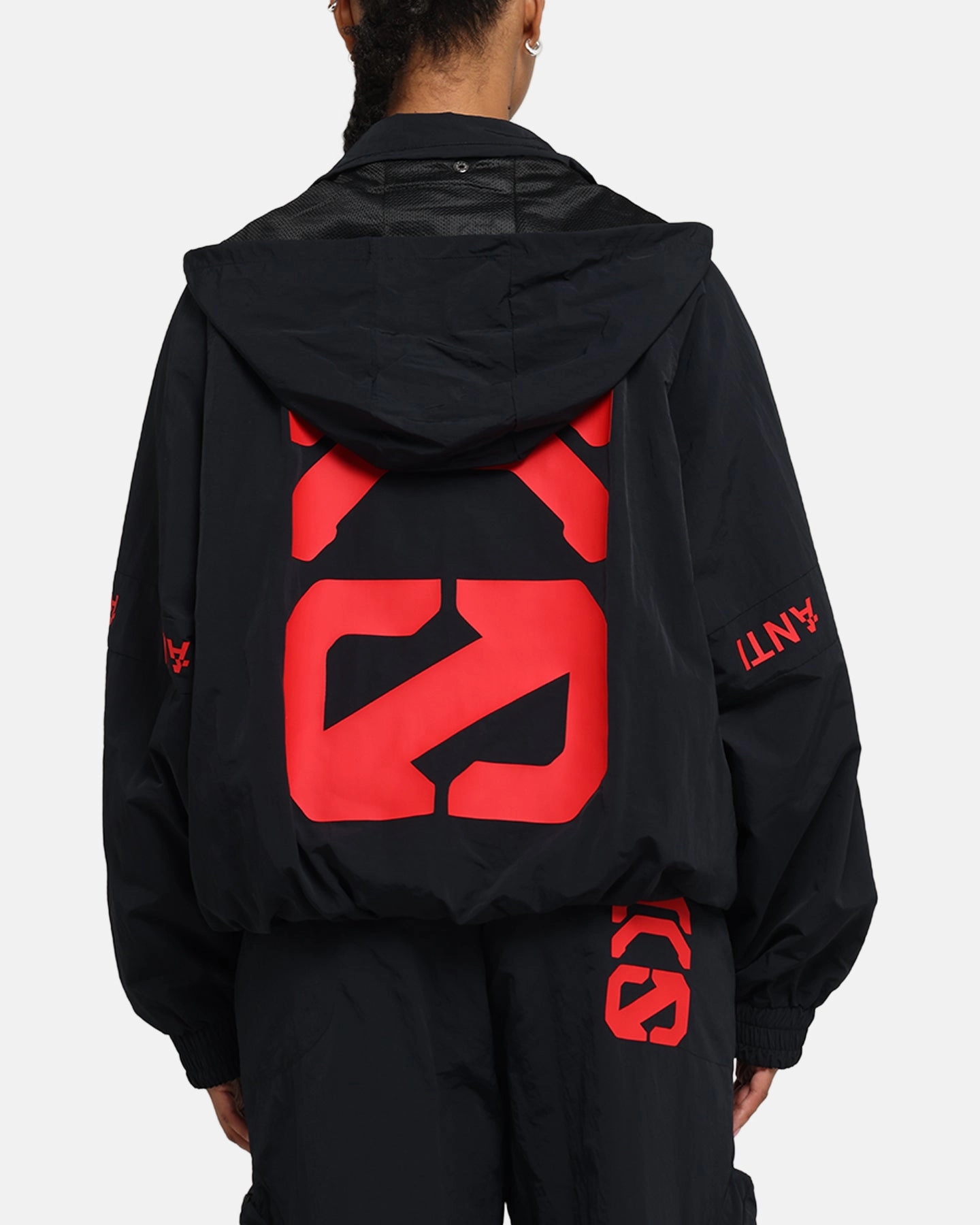 suitable for night wear Light Reflective Trims The Anti Order Faction Technical Windbreaker Jacket Black/Red