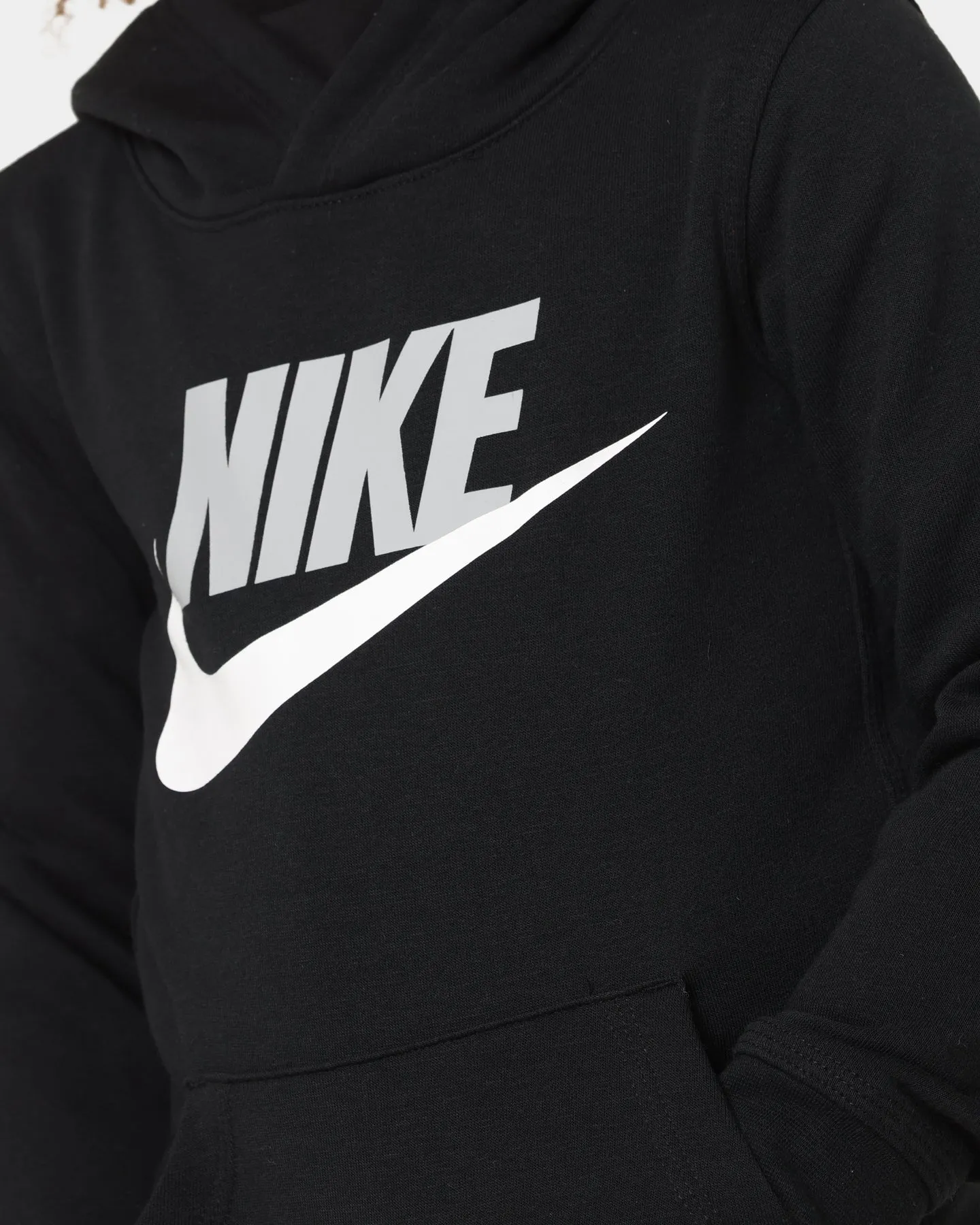 Gray Nike Kids' Club HBR Pullover Hoodie Black