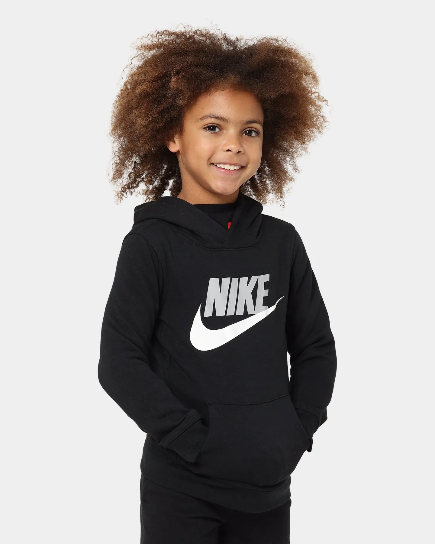 Flexible Cuff DualZipper Nike Kids' Club HBR Pullover Hoodie Black