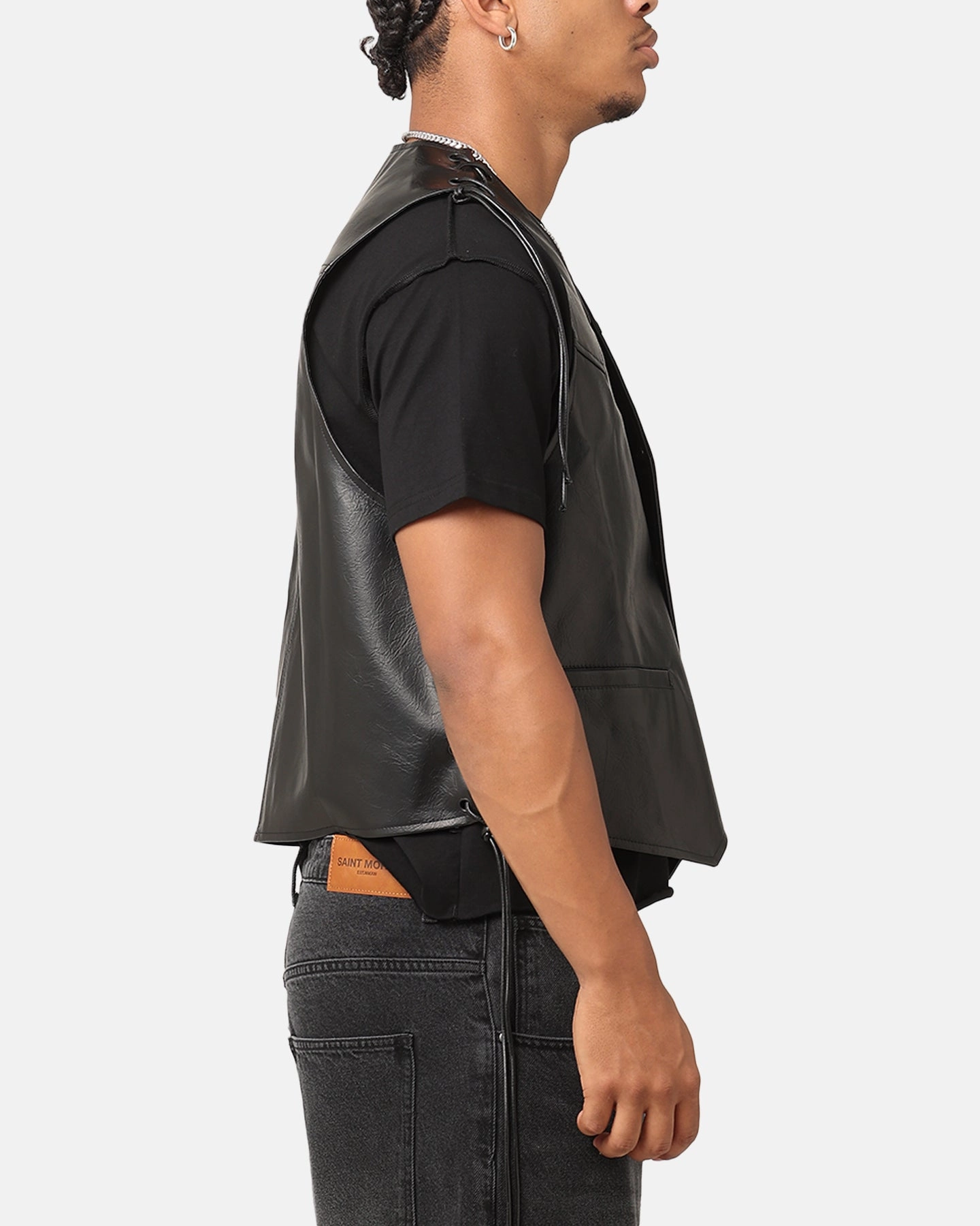 Stole Ergonomic Fit XXIII Tied Up PU Leather Vest Black