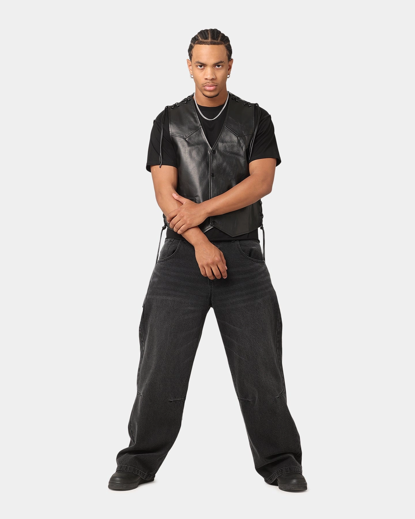 suitable for exercise coastal XXIII Tied Up PU Leather Vest Black