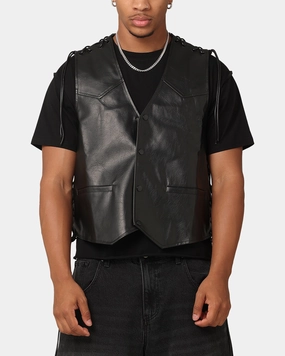 Effort XXIII Tied Up PU Leather Vest Black