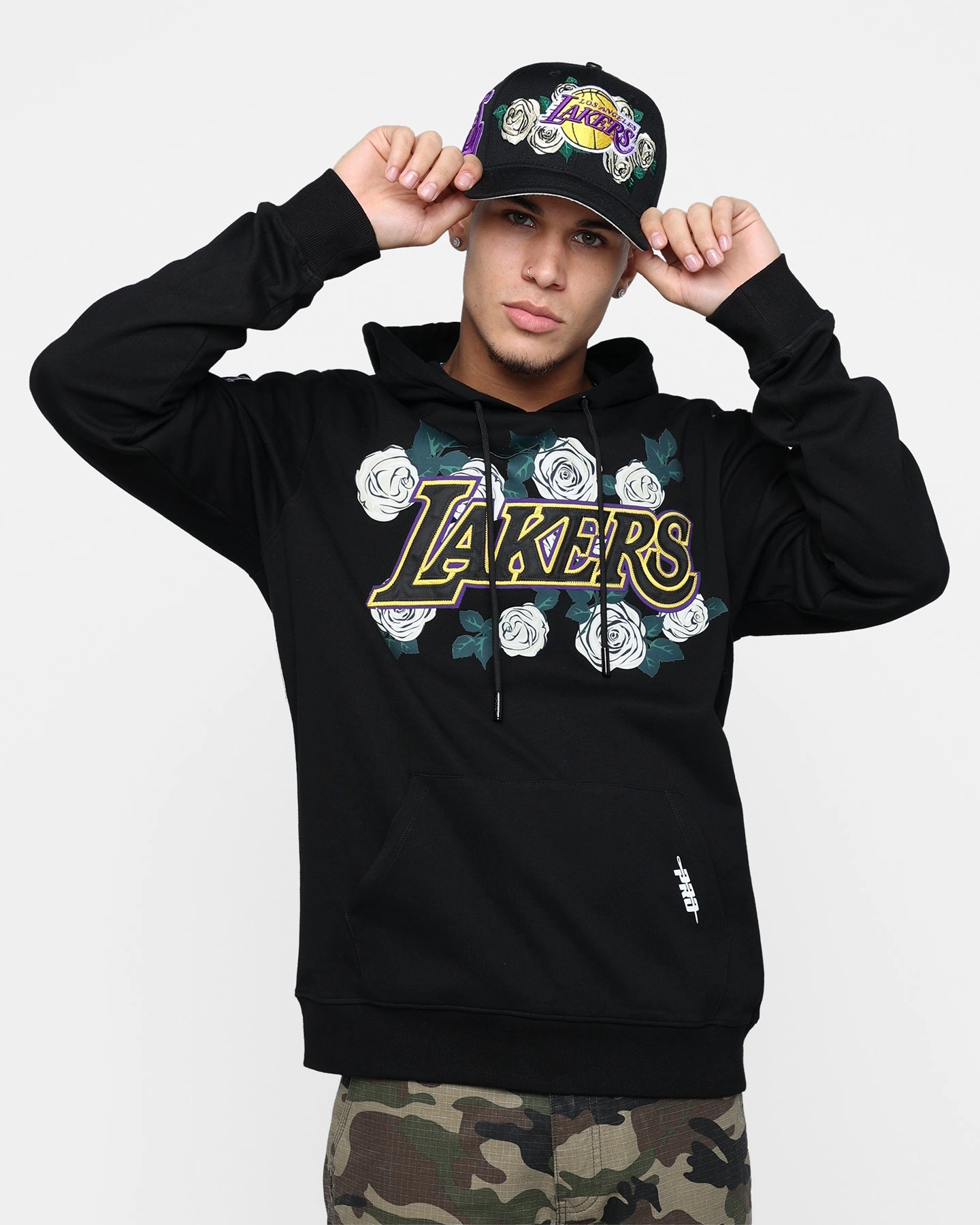 Pro Standard Los Angeles Lakers Roses Hoodie Black Adjustable Wear