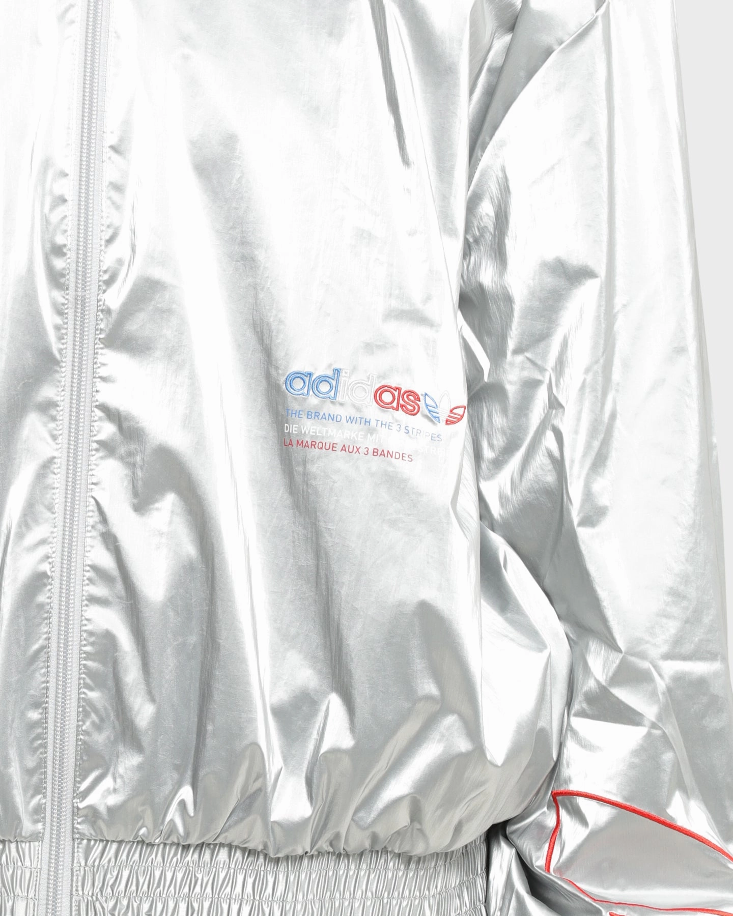 Adidas Women's Japona Track Jacket Metallic Silver Merchandise Trail Style