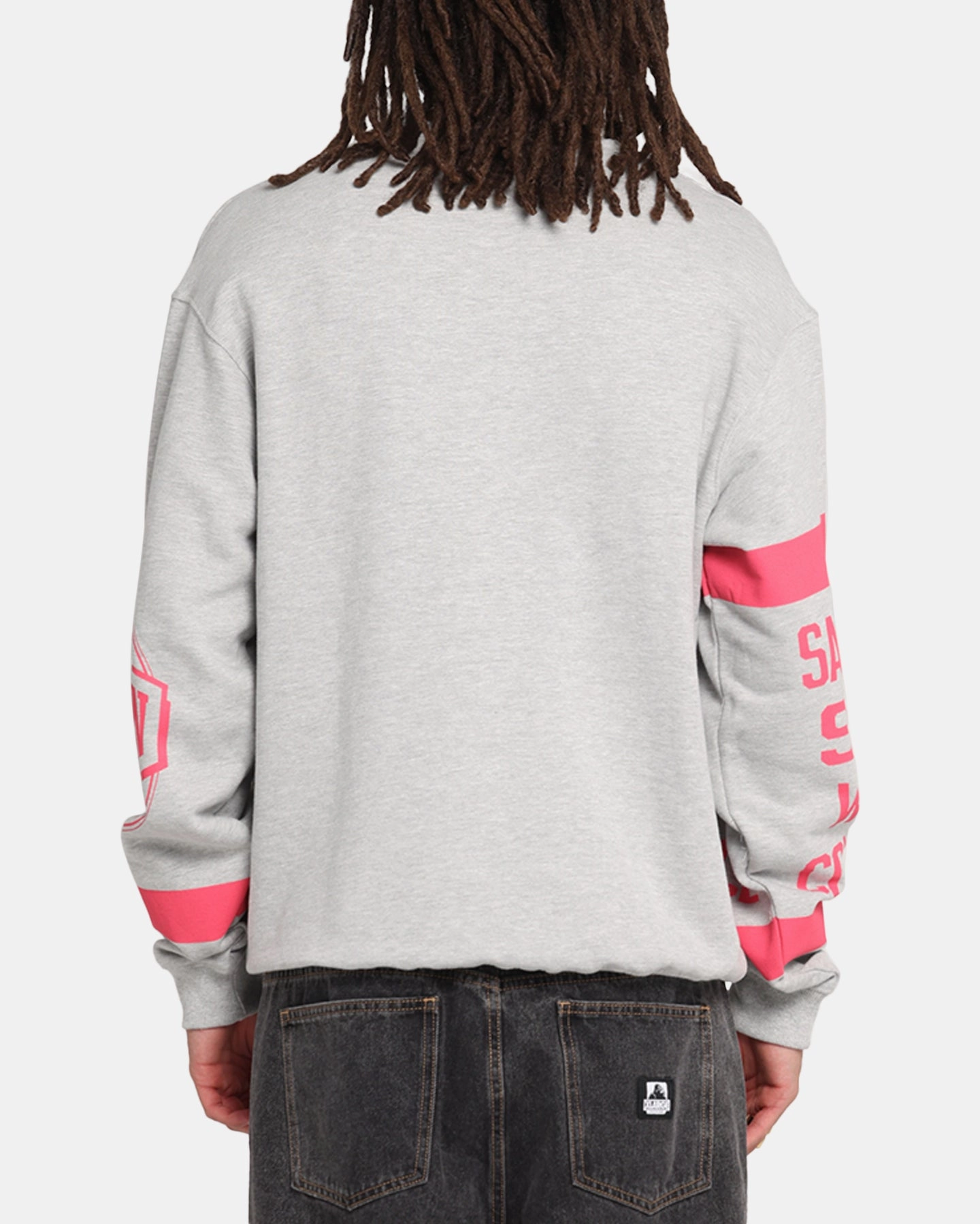 Winter Perfection Yarn Dyed Fabric Mitchell & Ness San Antonio Spurs Letterform Crewneck Grey Marle