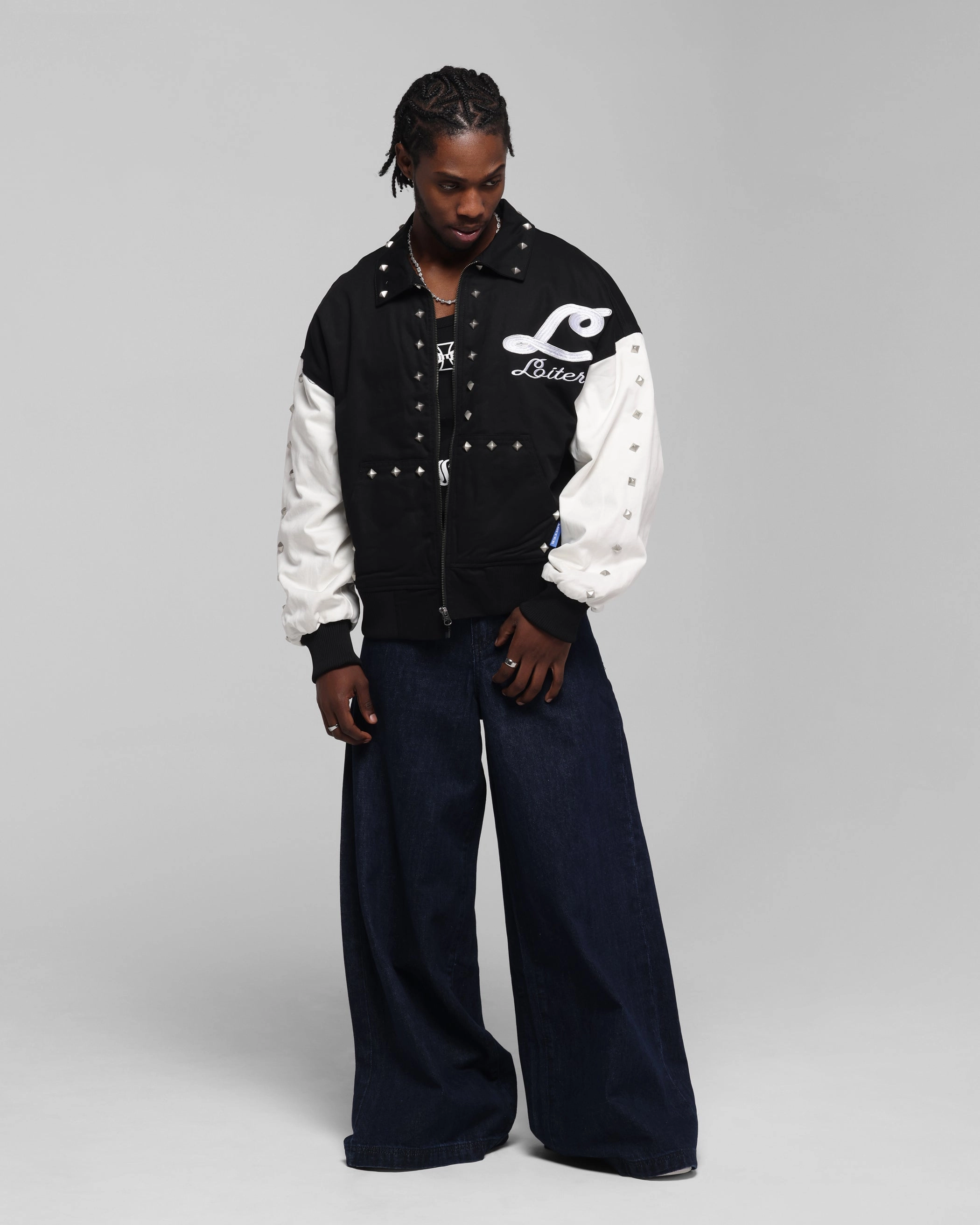 Loiter Frontier Varsity Jacket Black/Off White Red