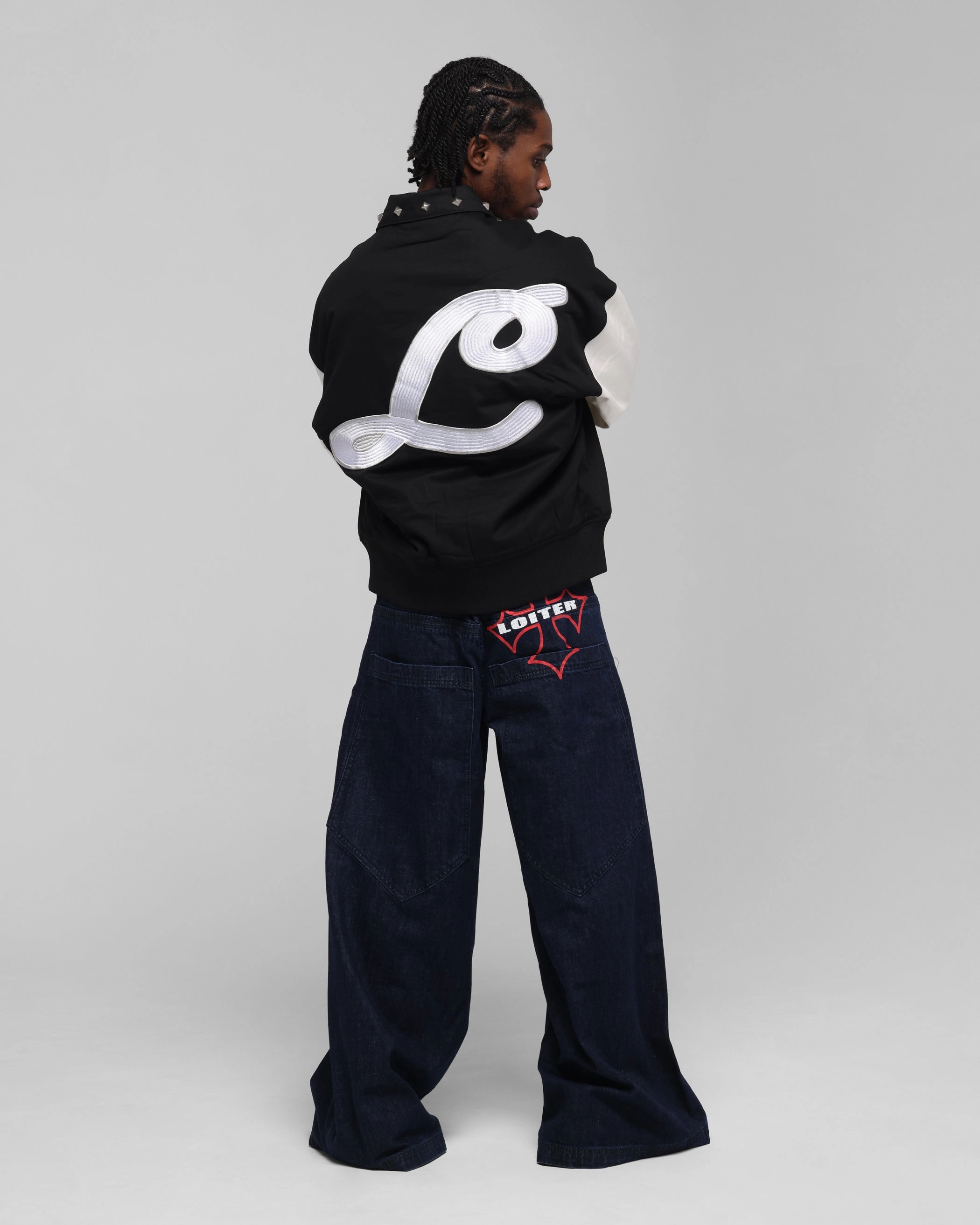 Non Bulky Design Ergonomic Seams Loiter Frontier Varsity Jacket Black/Off White