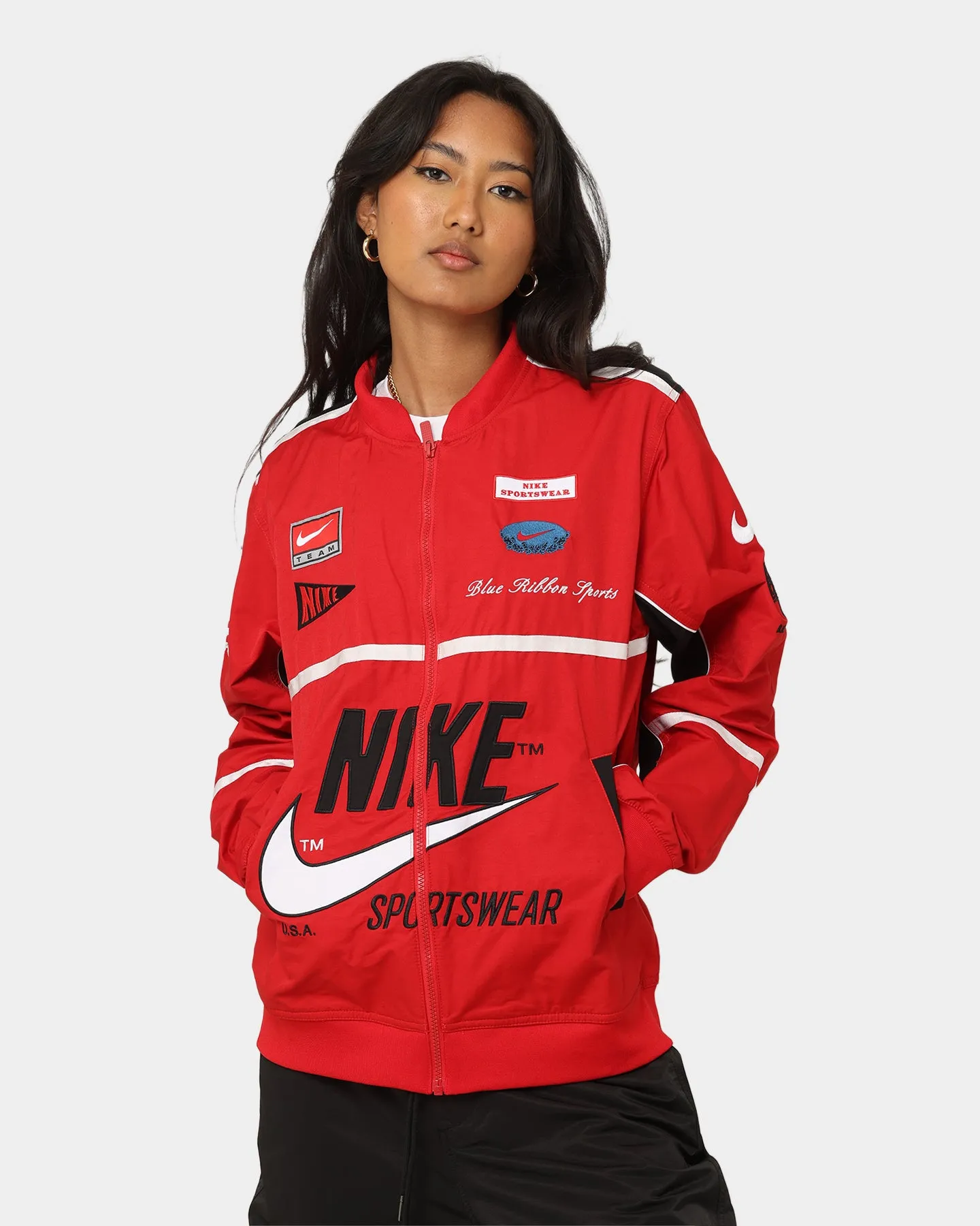 Nike Sportswear Mercato Woven Bomber Jacket University Red/Black/White Protective Style Organizer