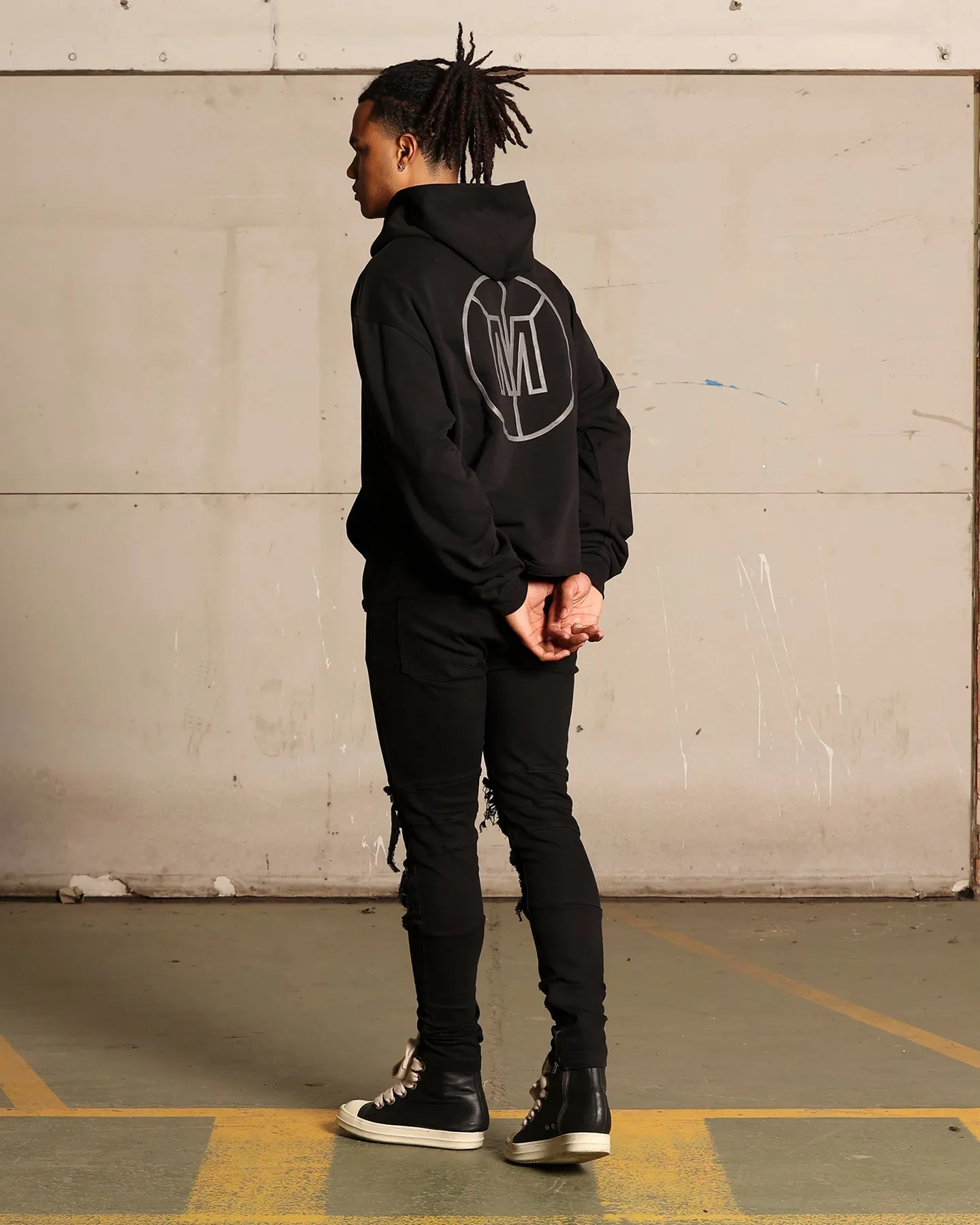 AbrasionResistant Edging Opinion Saint Morta Monogram Boxy Hoodie Black