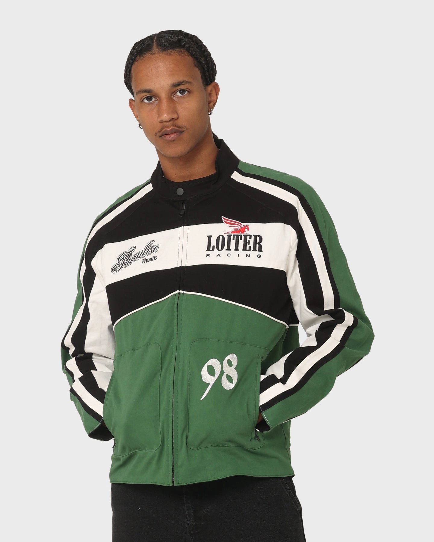 Heavyweight Graphic Loiter Motor Jacket Green