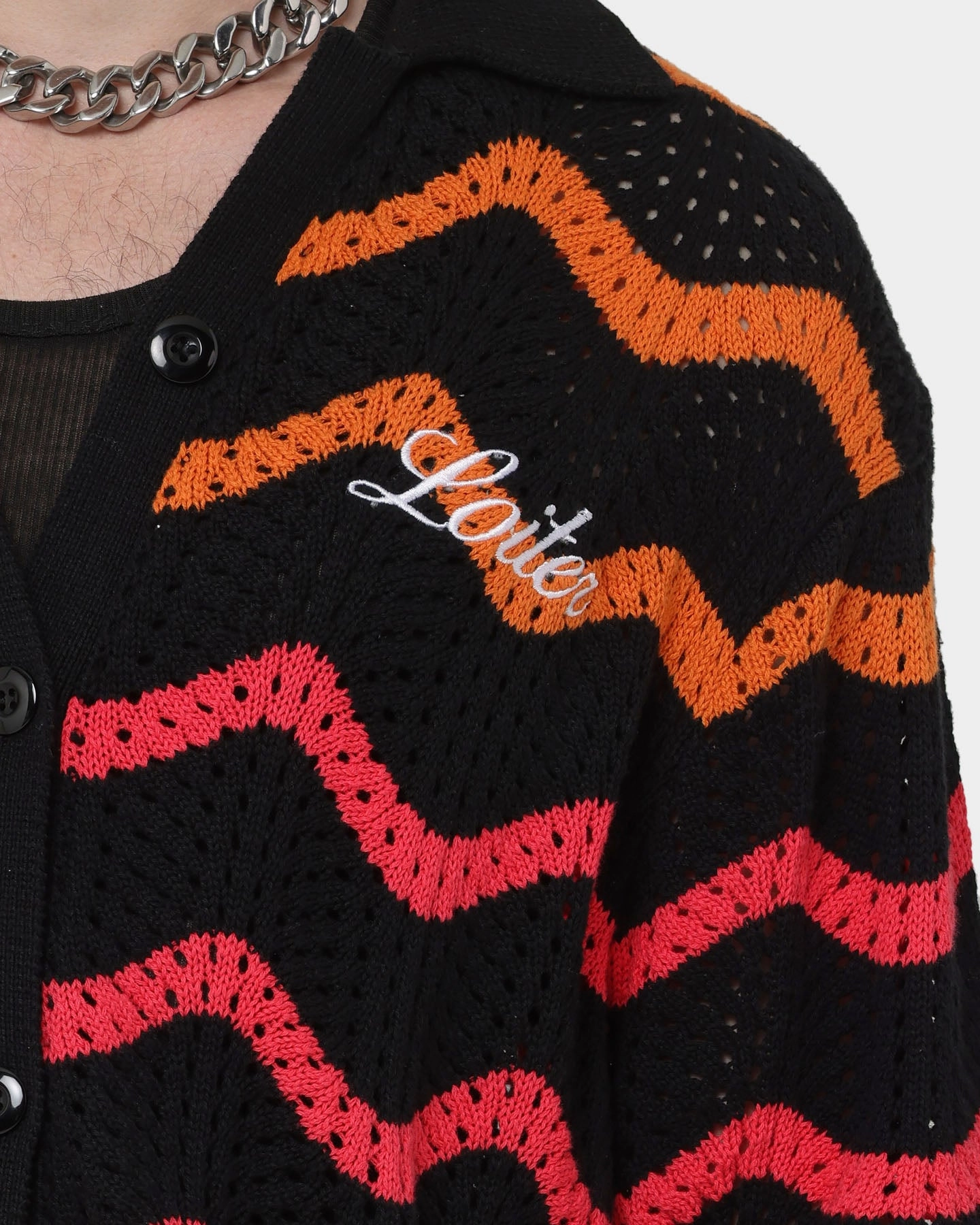 Cooling Core Technology Twill Weave Loiter Breeze Knit Button-Up Shirt Black