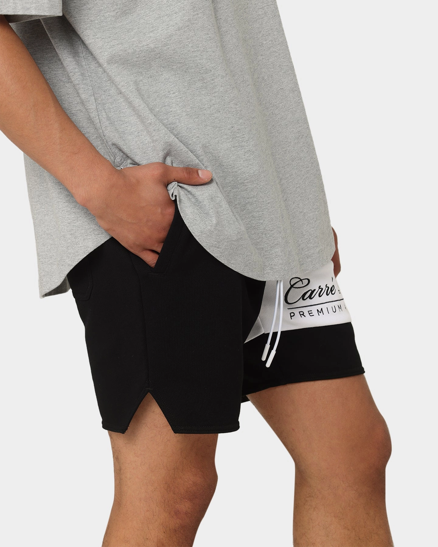 Carre Premium Athletic Sweat Shorts Black Four Way Stretch Fabric