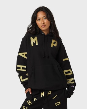 Chic Look Champion Reverse Weave Large Arch Hoodie Black/Gold