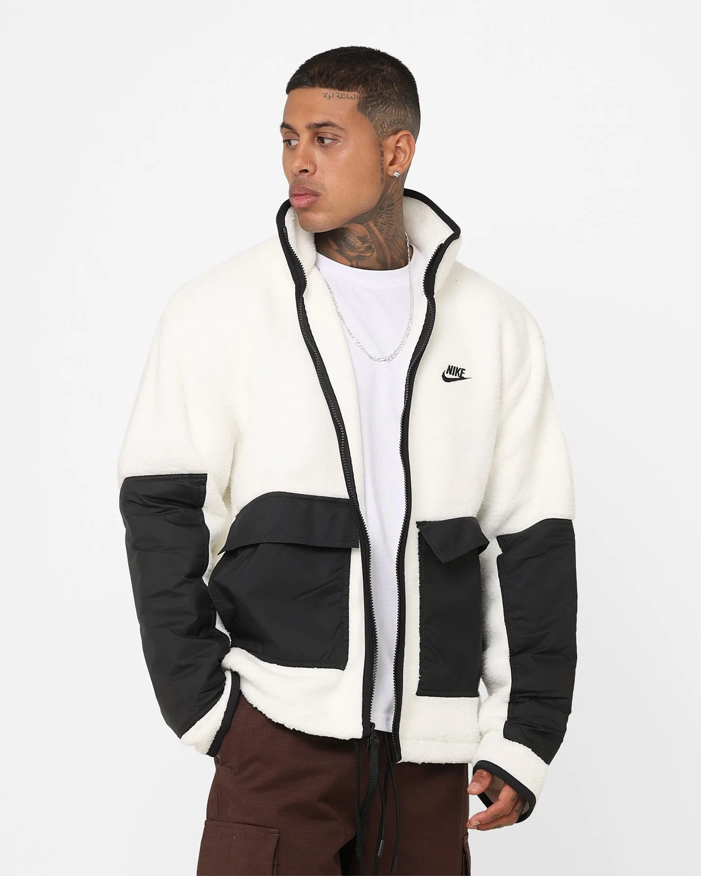 Fashionable Outerwear Nike Sportswear Sherpa Jacket Sail/Black/Black