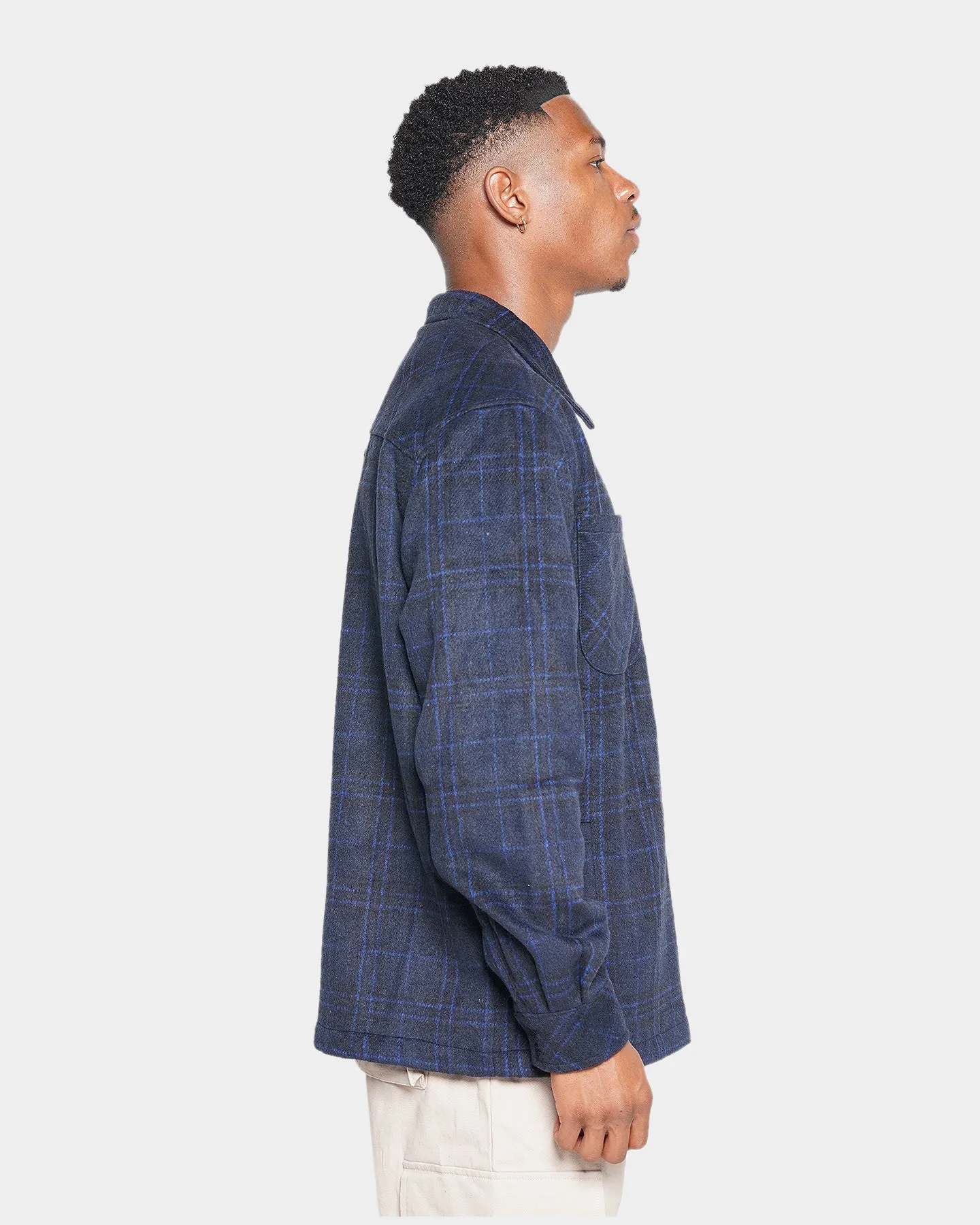XXIII Vitus Zip Up Flannel Shacket Blue/Black Magnetism