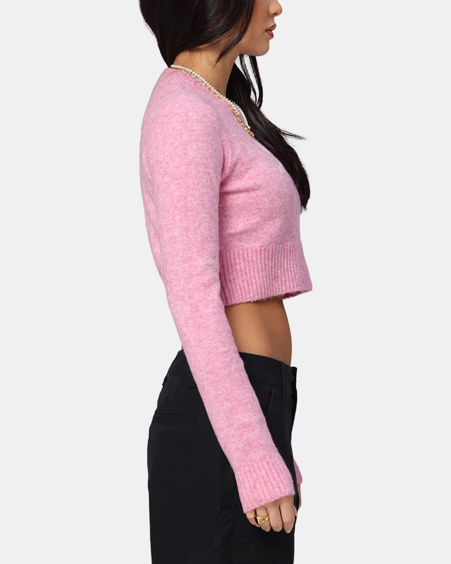 Trendy Winter Tommy Jeans Women's Crop Script Sweater Pink