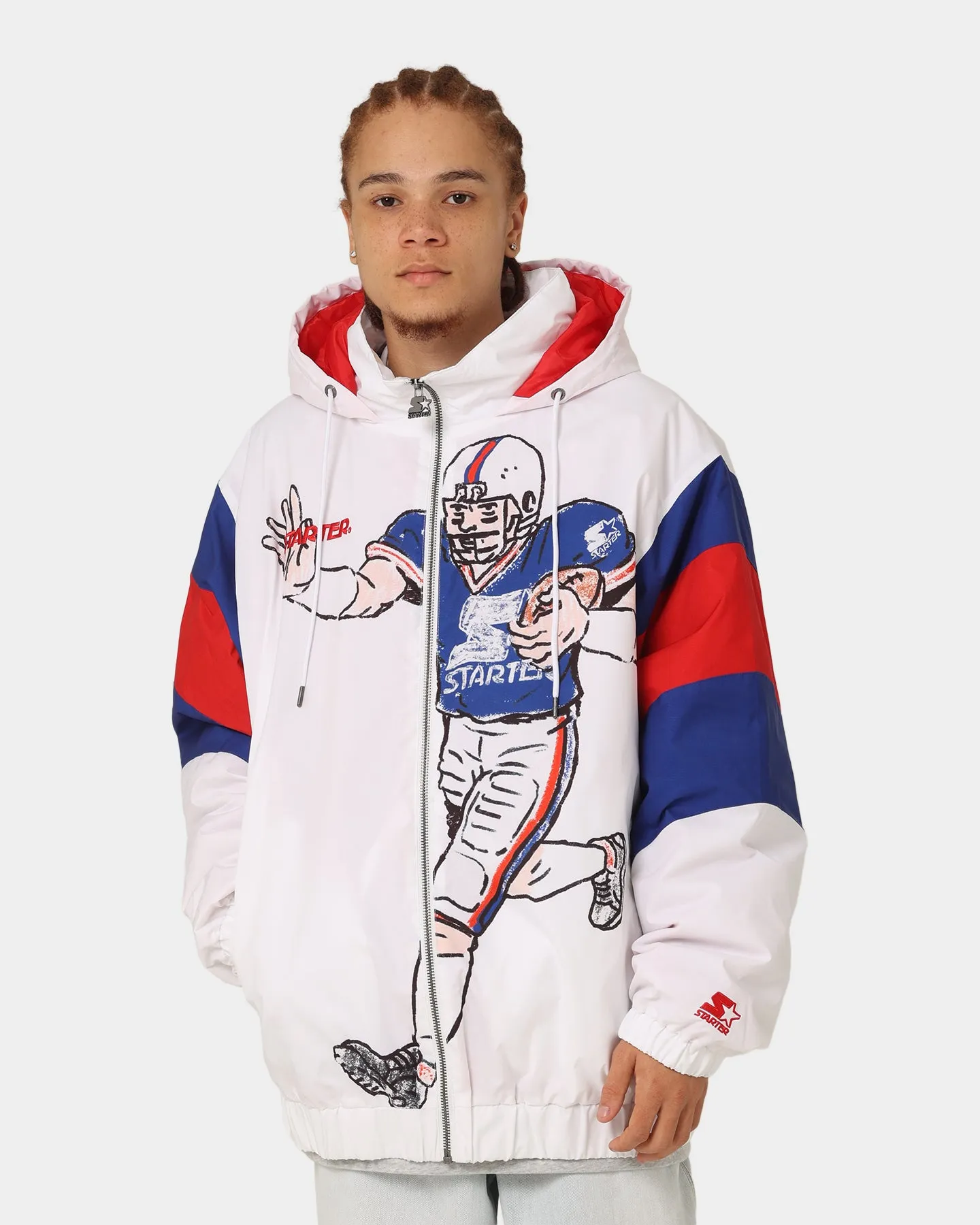 FullLengthZip Diploma Starter Big Football Jacket White