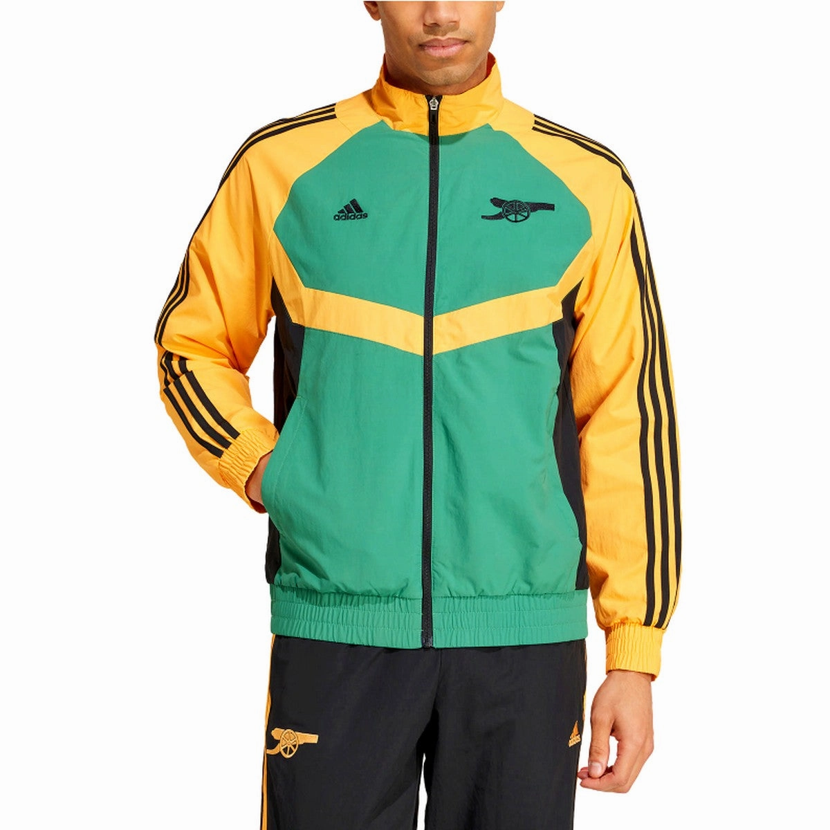 Arsenal FC SSP presentation soccer tracksuit 2024/25 yellow/green - Adidas Style factor