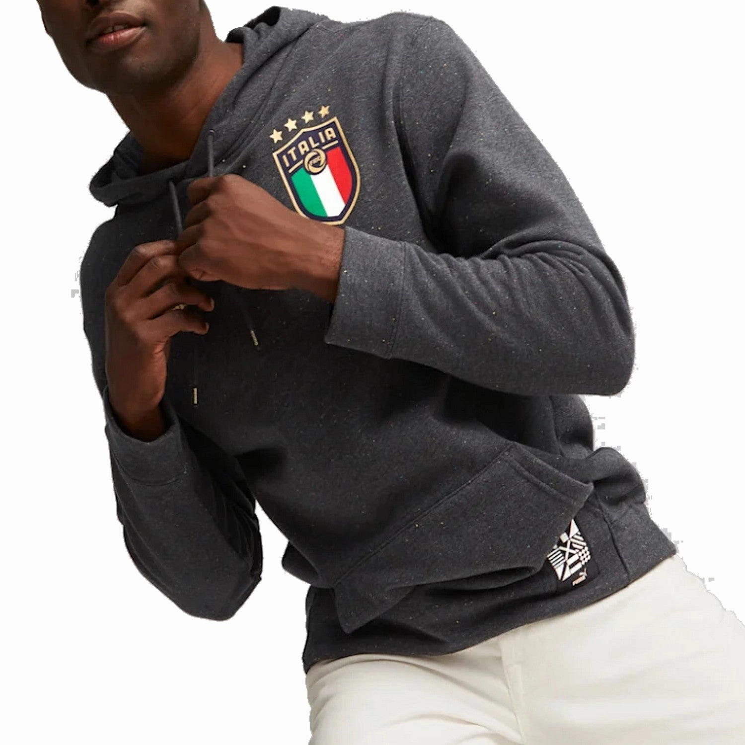Italy dark grey Casual Fans hooded presentation tracksuit 2022/23 - Puma FullZipClosure elastane