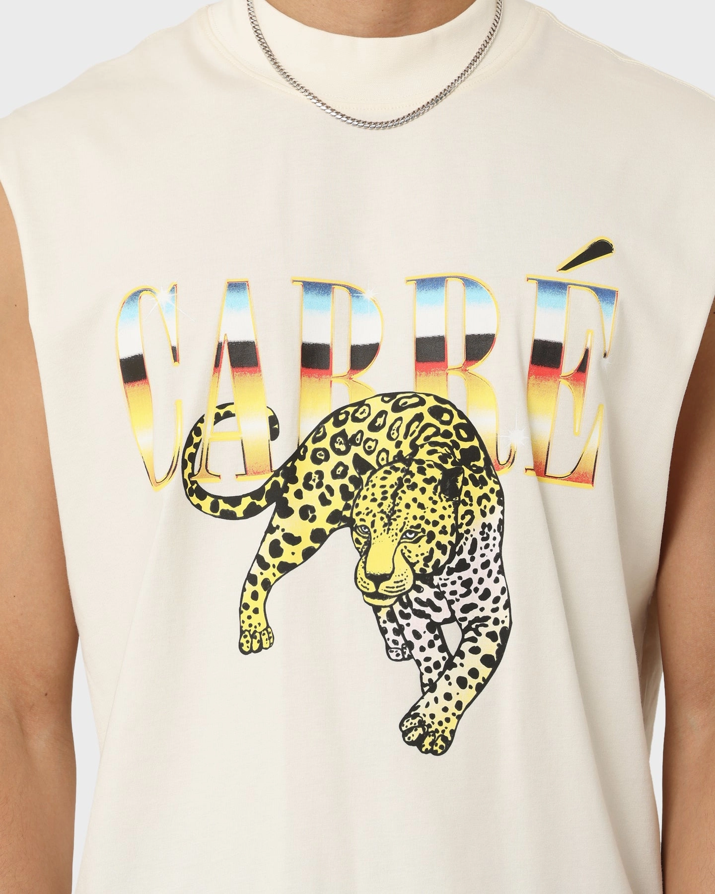 Carr?? Leo Retro Muscle T-Shirt White Embroidered