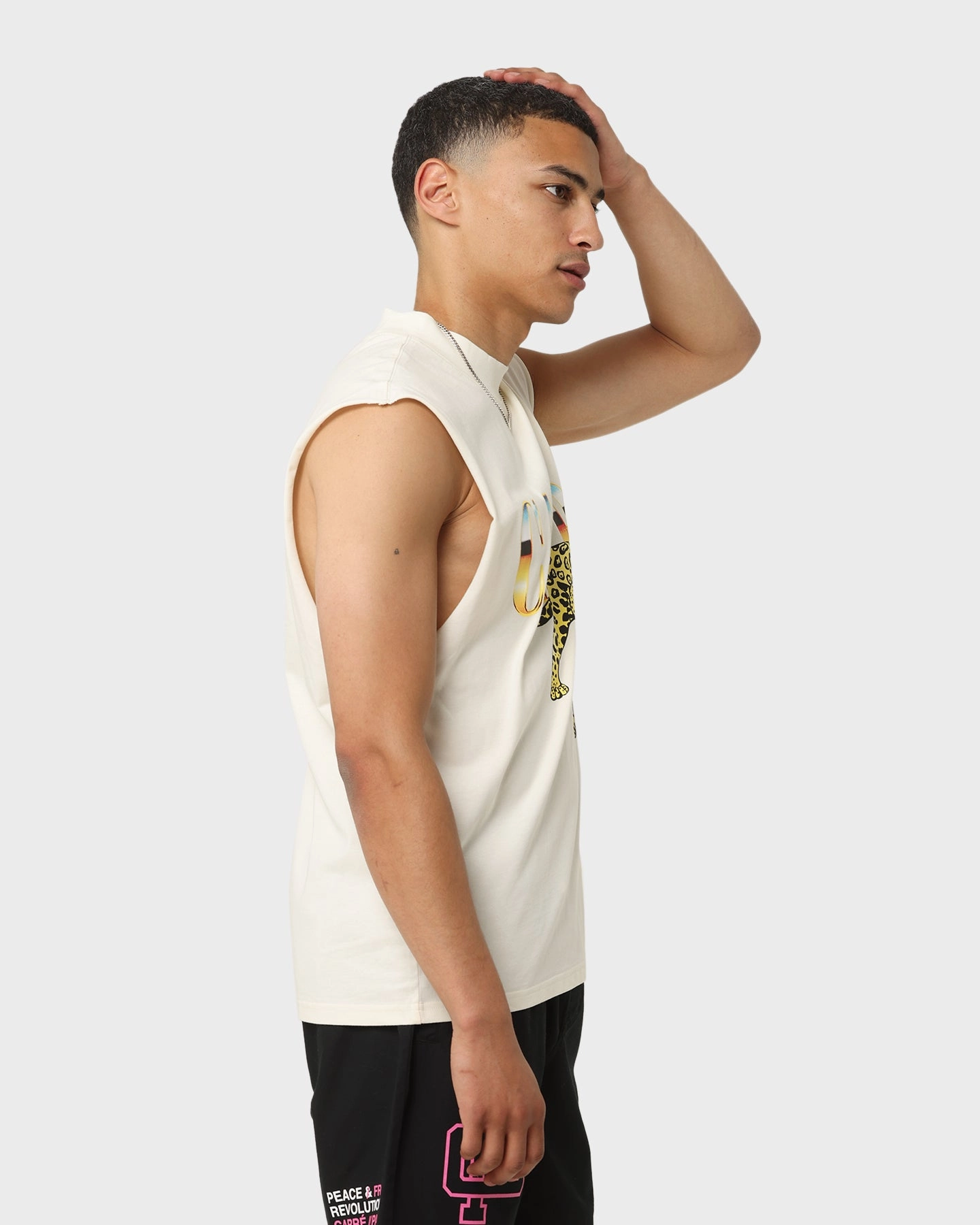 Carr?? Leo Retro Muscle T-Shirt White Heather Jersey Material