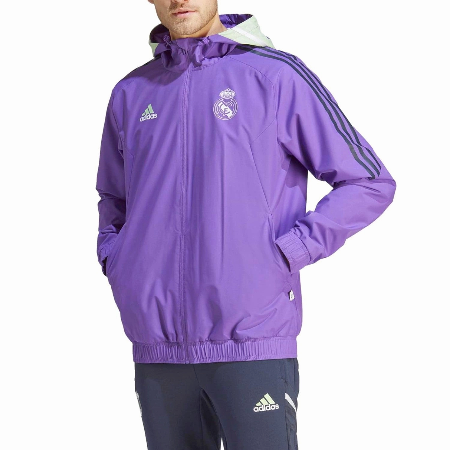 Real Madrid soccer training rain jacket 2023 purple - Adidas Serum Mask
