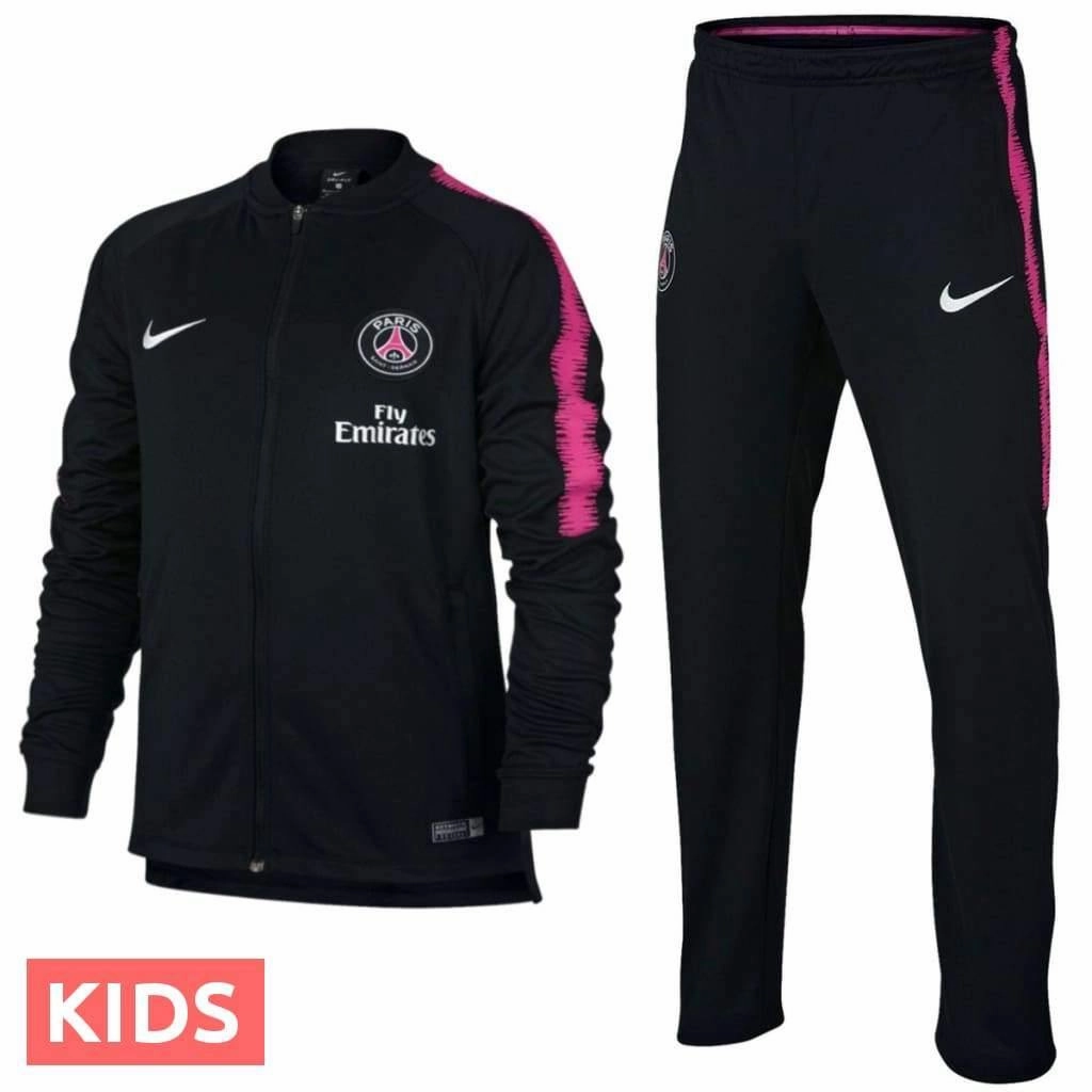 Kids - Paris Saint Germain black presentation soccer tracksuit 2018/19 - Nike Unisex wear