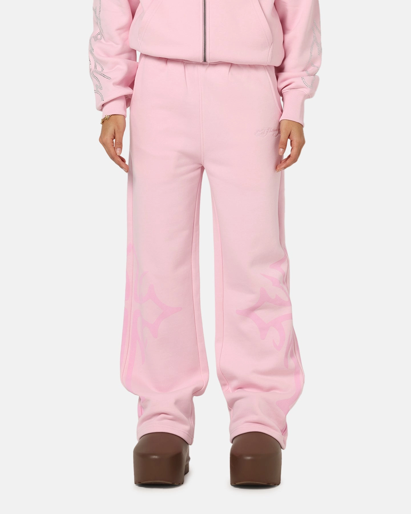 Cozy Layer Basic Utility Ed Hardy Trinity Sweatpants Pink