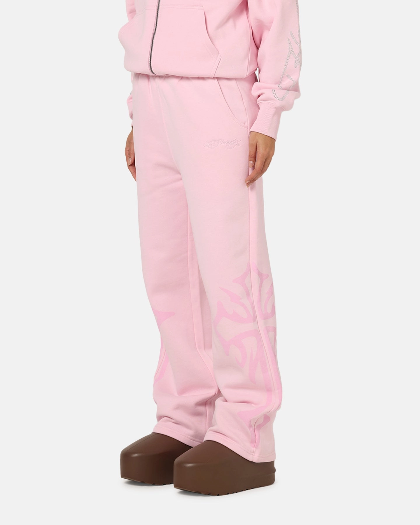 Work Essential ElasticWaist Ed Hardy Trinity Sweatpants Pink