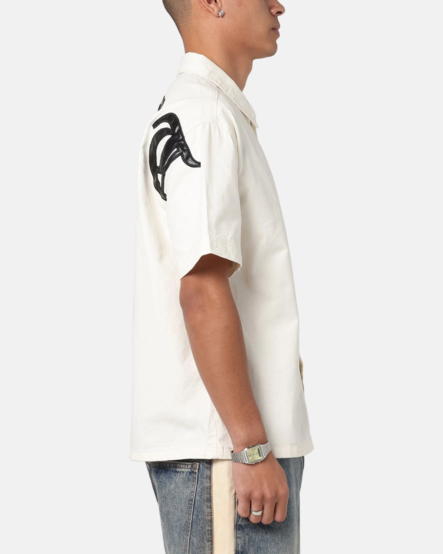 Quick Dry Construction Saint Morta Gothic Noir Button Up Shirt White/Black