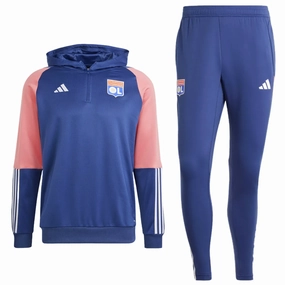 Olympique Lyon hooded training technical tracksuit 2023/24 - Adidas NonIrritating Edges