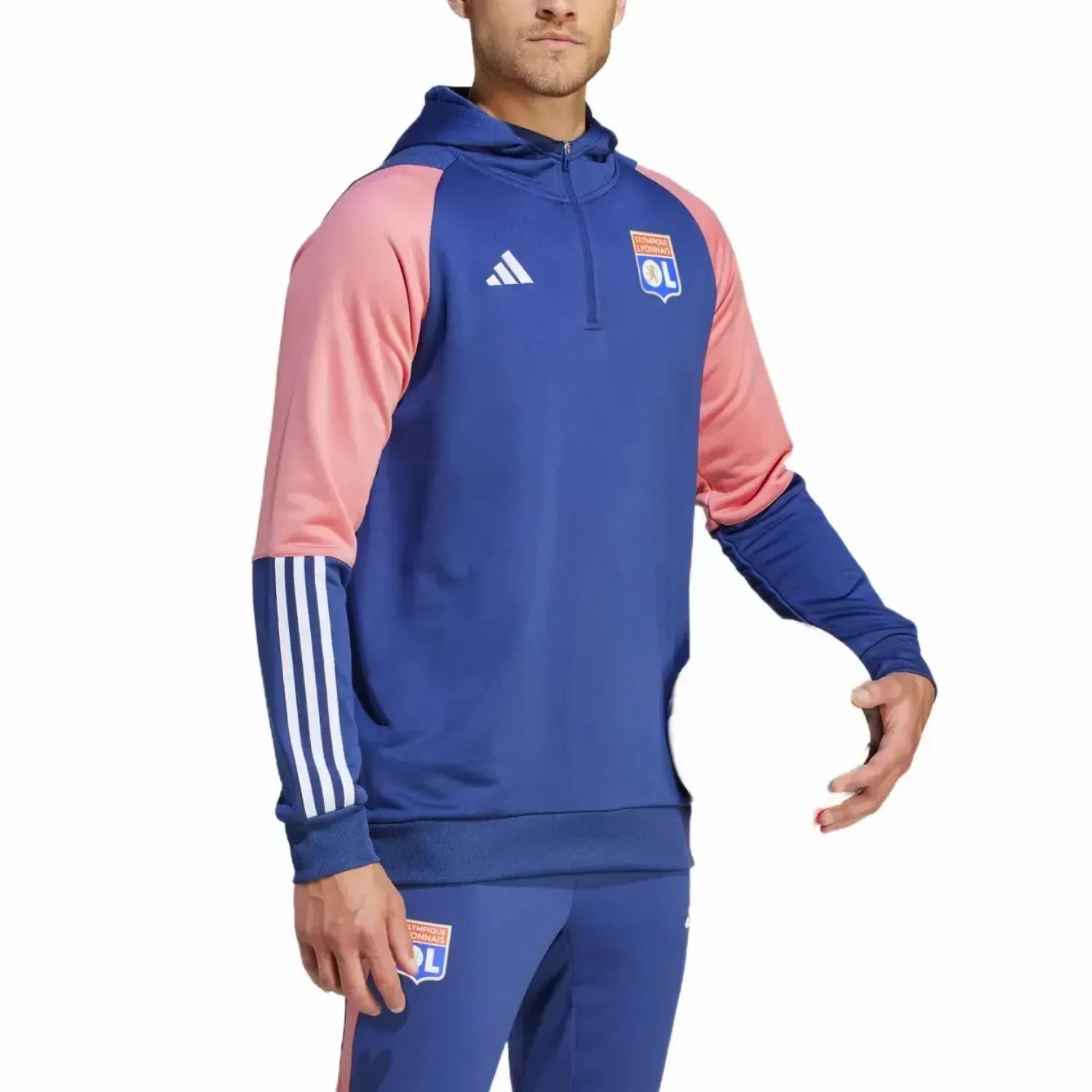Zip-up front Olympique Lyon hooded training technical tracksuit 2023/24 - Adidas