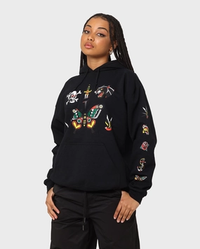 RipstopFabric Rats Get Fat Tattoo Print Hoodie Black