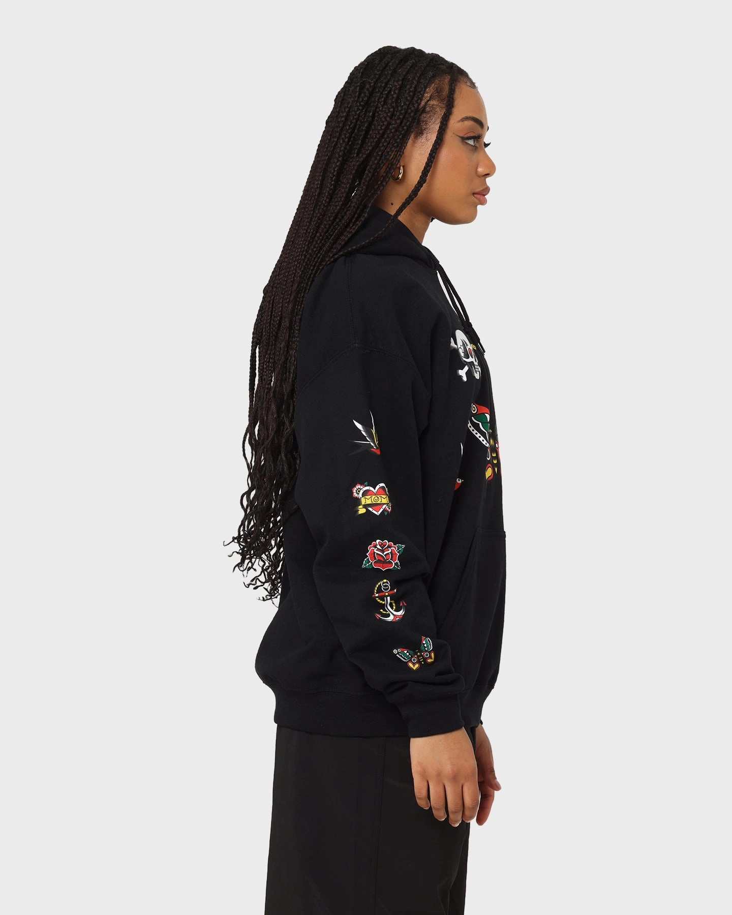 Rats Get Fat Tattoo Print Hoodie Black Keep Performance Optimized Fit