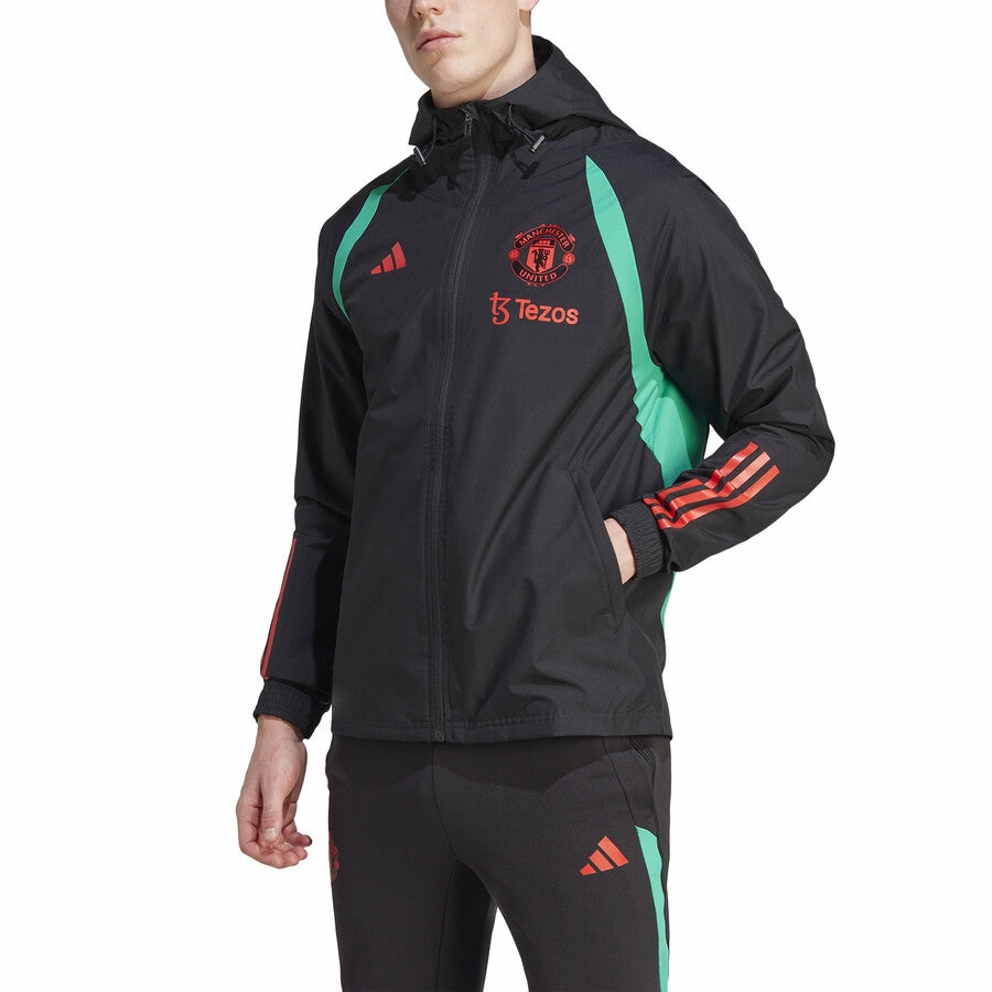 vacation Manchester United soccer training rain jacket 2023/24 black - Adidas
