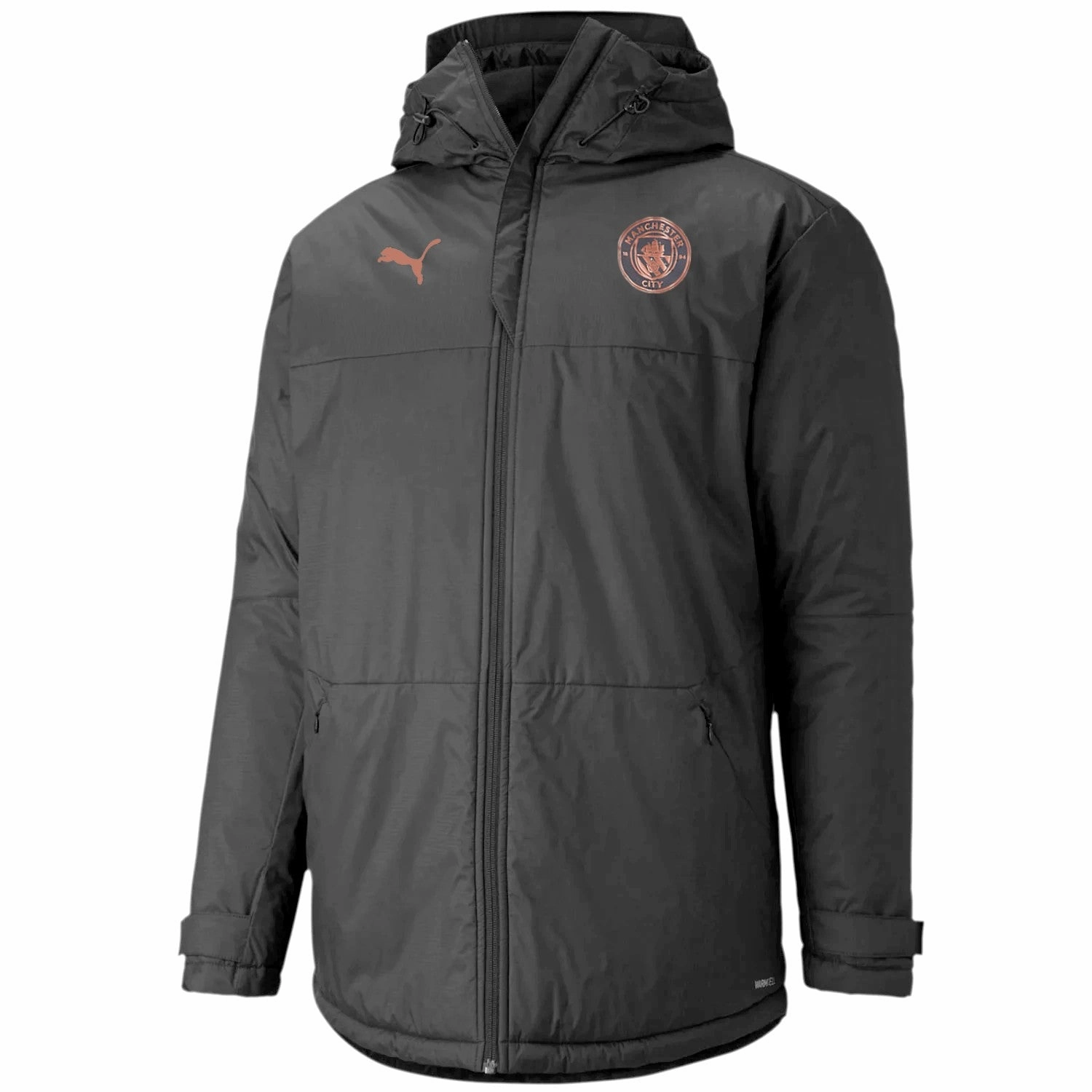 Manchester City soccer bench padded jacket 2021 grey - Puma Friction Reducing Fabric