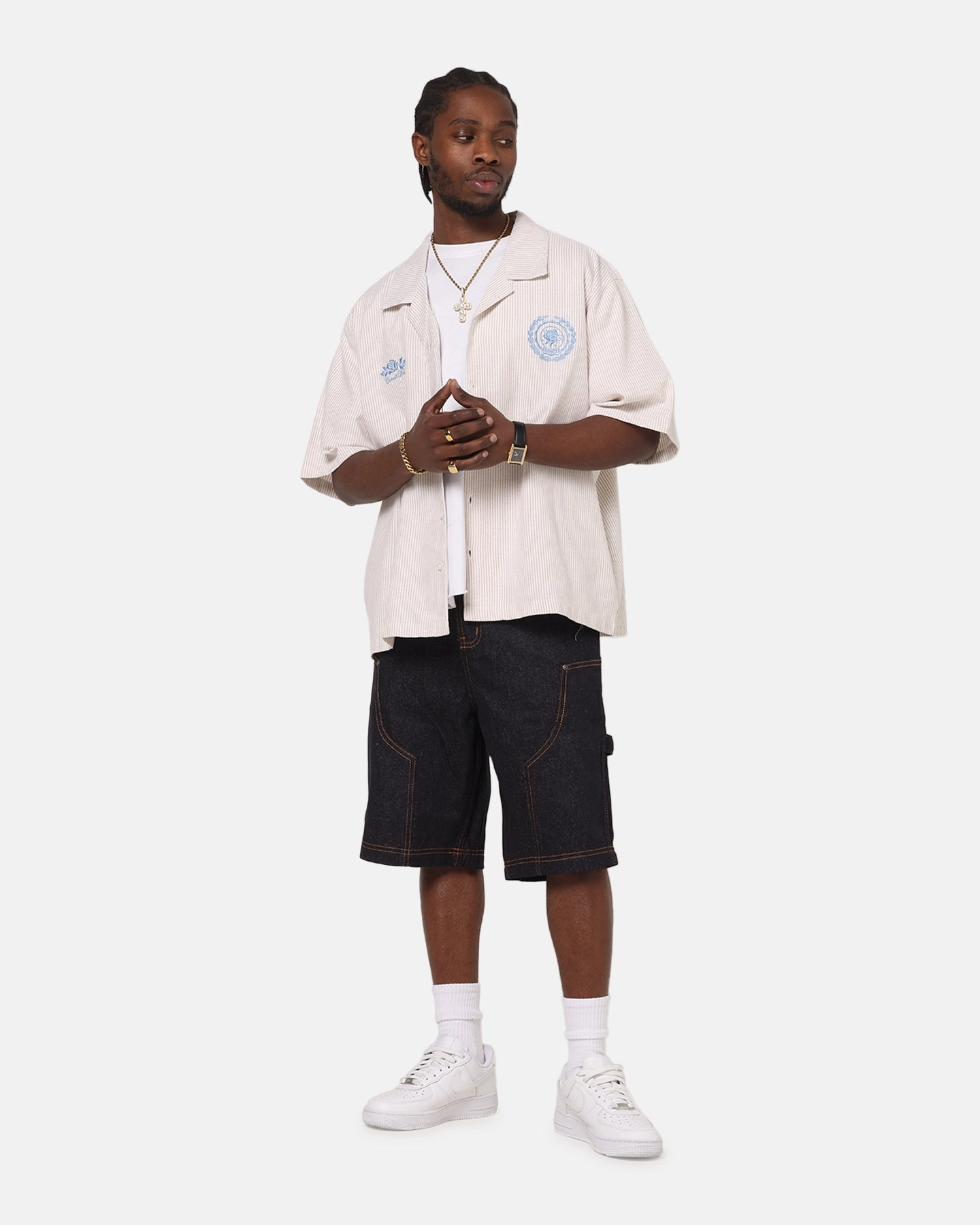 Multi Pocket Functionality Carre Work Jorts Dark Washed Indigo