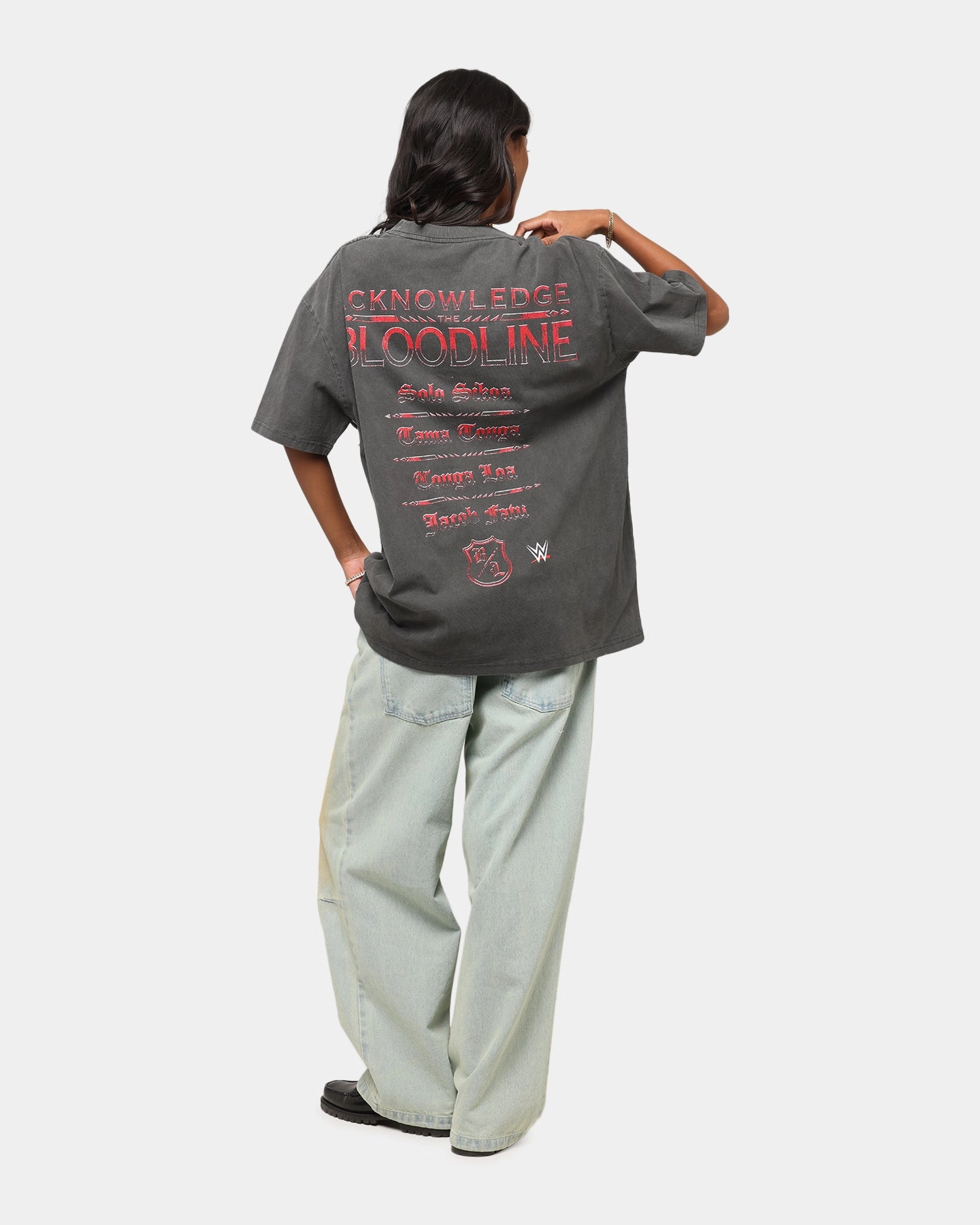 Culture Kings X WWE The Bloodline Heavyweight T-Shirt Black Wash MinimalistStitching Festival wear