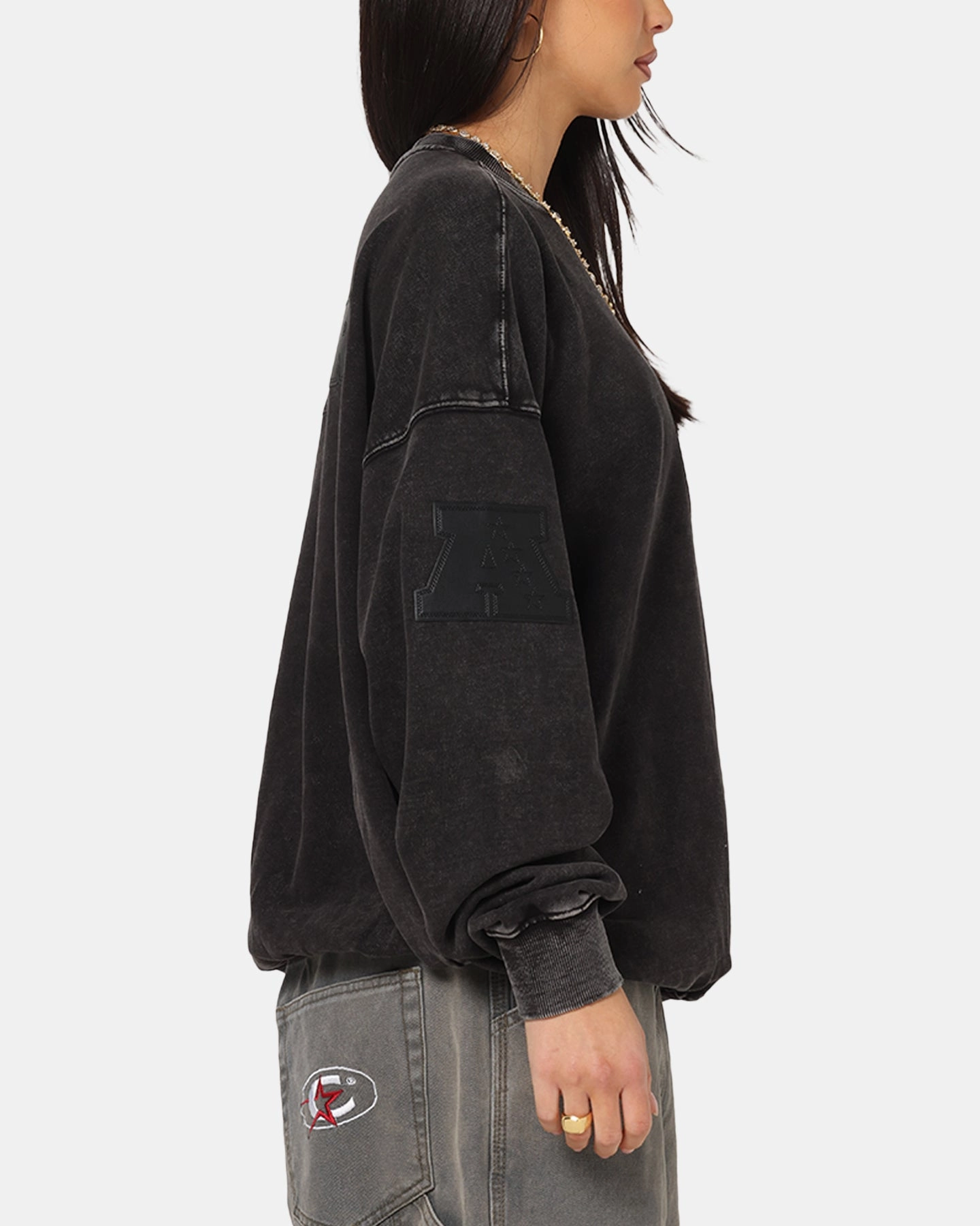 Odor Resistant Finish Pro Standard Las Vegas Raiders 'Wash Vanguard' Fleece Crewneck Washed Black