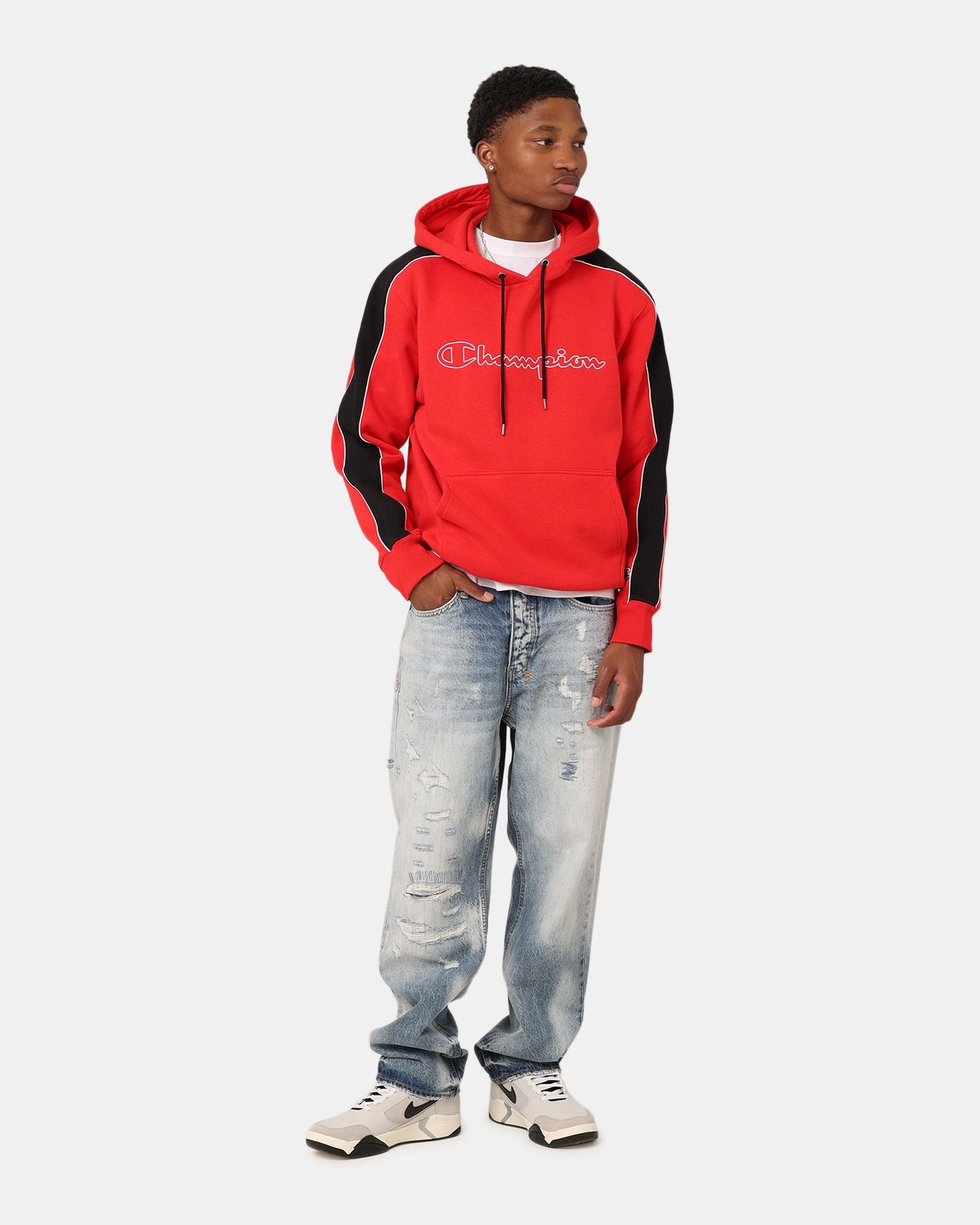 Champion Rochester City Hoodie Black/Scarlet summer season Rugged Protection