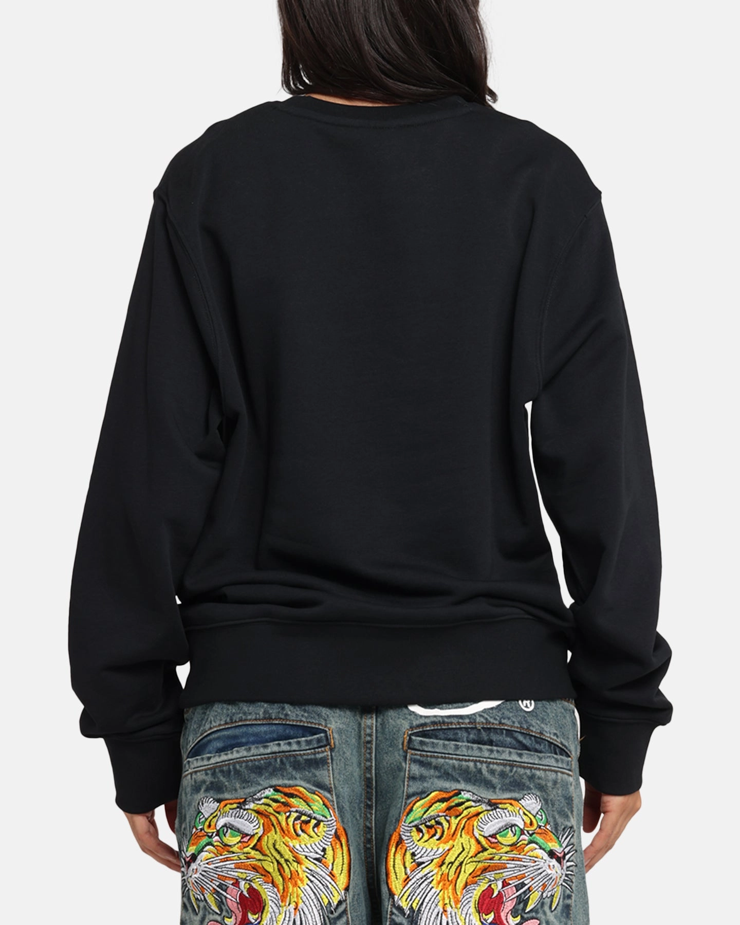 Heathered Effect Functional Knit Nike Club French Terry Crewneck Black/White