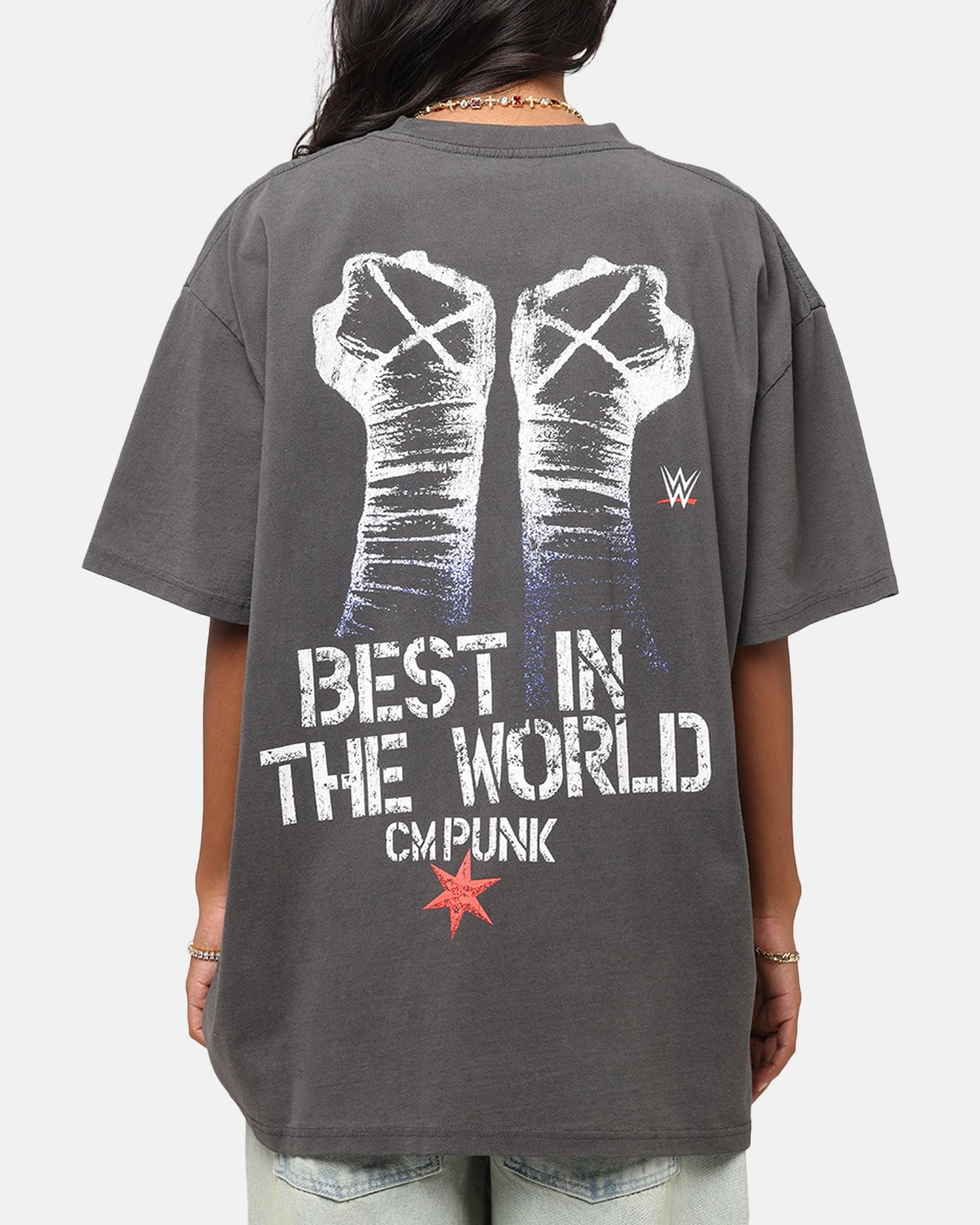 Trendy Comfort Culture Kings X WWE CM Punk Heavyweight T-Shirt Black Wash