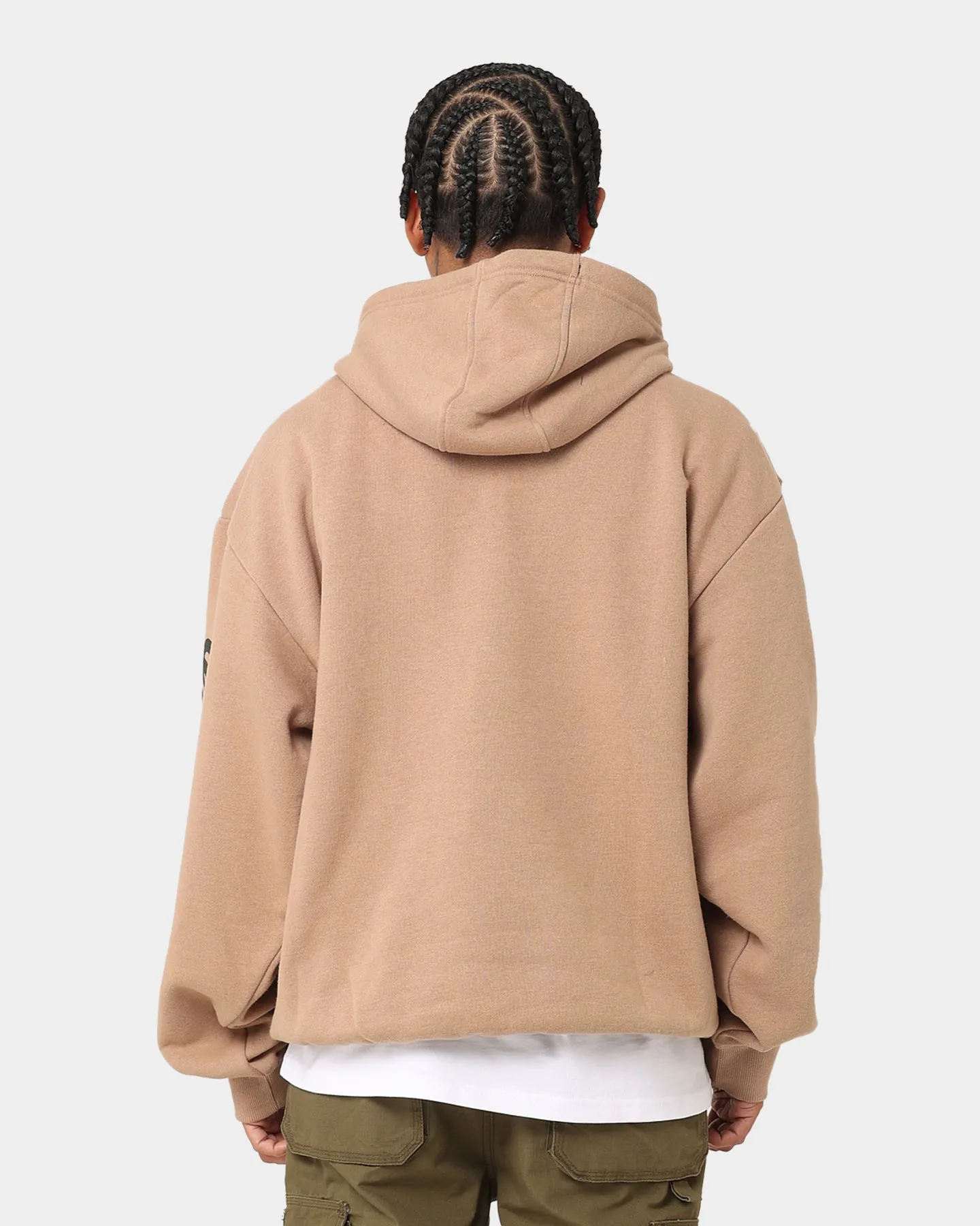 New Era Los Angeles Dodgers Quarter Zip Sleeve Script Hoodie Khaki/Black Fitted