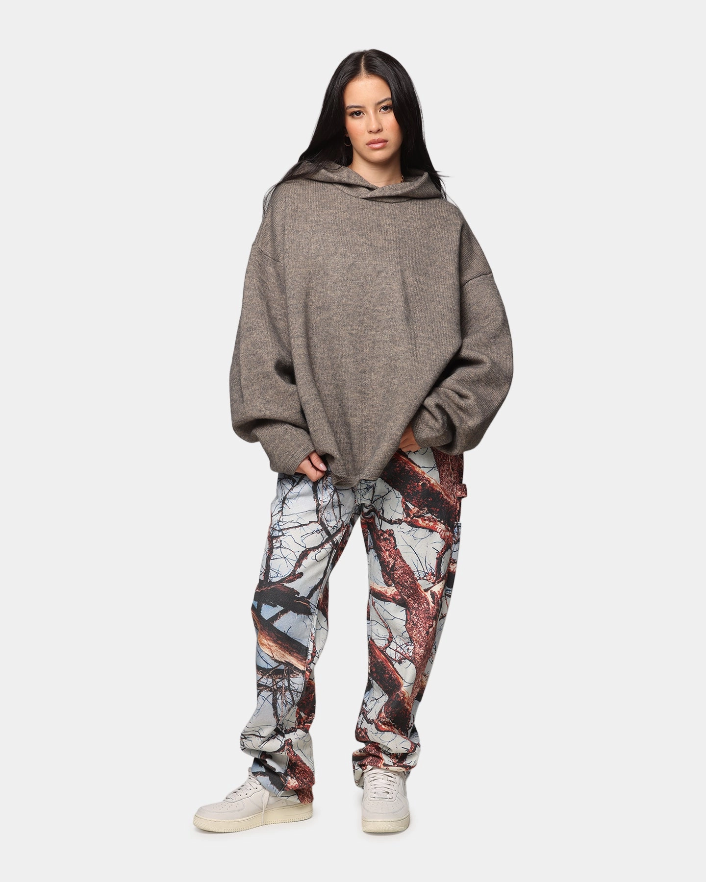 MNML Tonal Grain Knitted Hoodie Brown Ergonomic Cut File