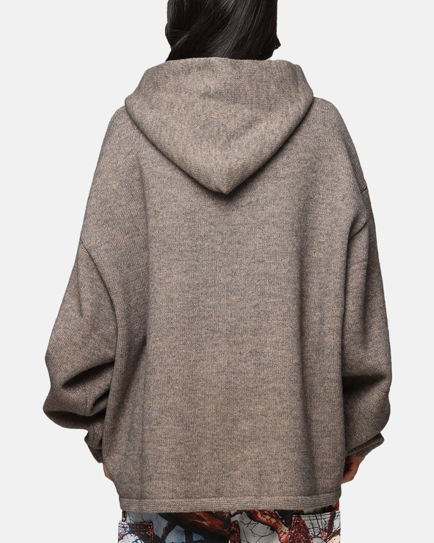 Winter Outer Layer MNML Tonal Grain Knitted Hoodie Brown