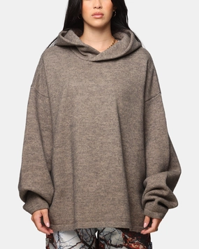 MNML Tonal Grain Knitted Hoodie Brown autumn season NonBulkyFit
