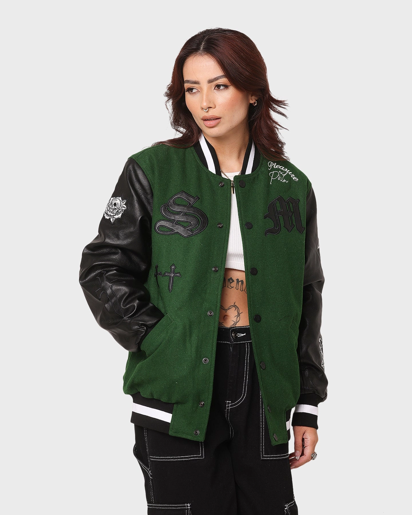 UV-protection Saint Morta Graveyard Varsity Jacket Dark Green/Black