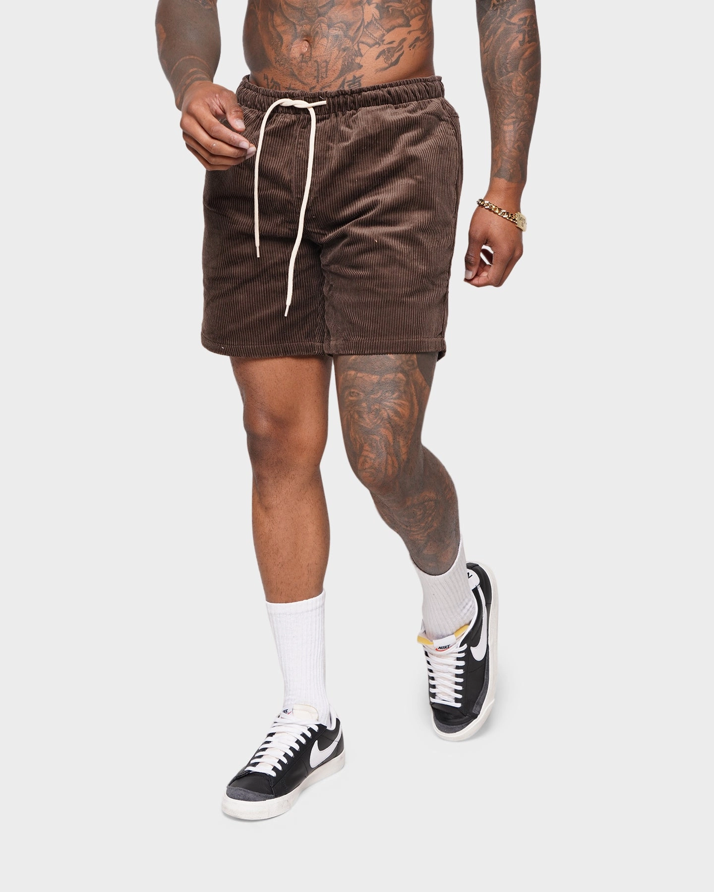 Eco Friendly Dye Process Stylish Design XXIII Riven Cord Shorts Tan