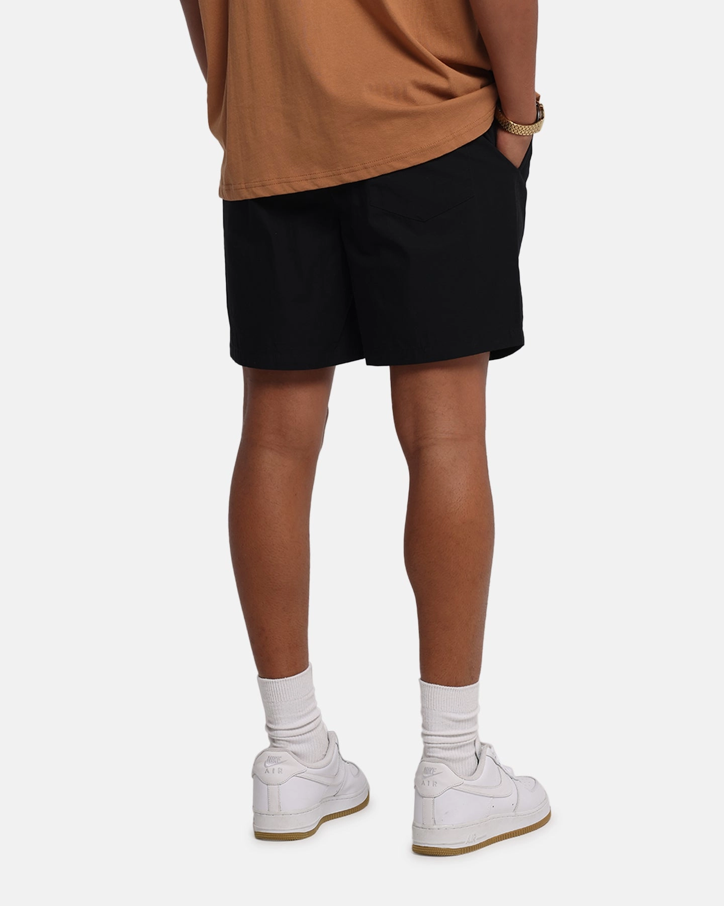 Flexible Cut Travel Light Carre Prestige Script Beach Shorts Black