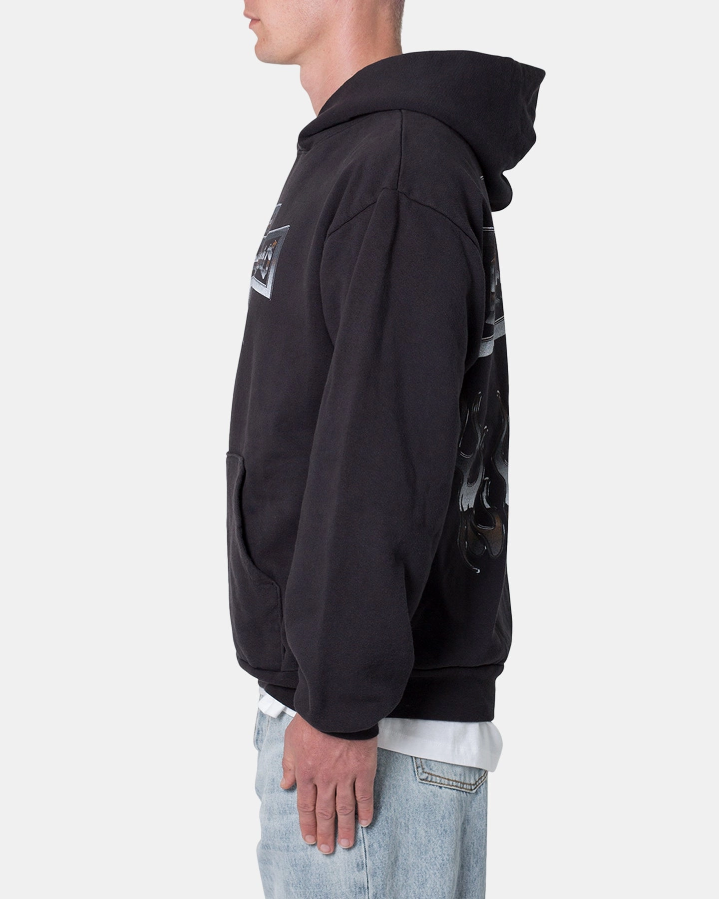 MNML Chrome Knights Hoodie Off Black Anti Slip Collar monochromatic